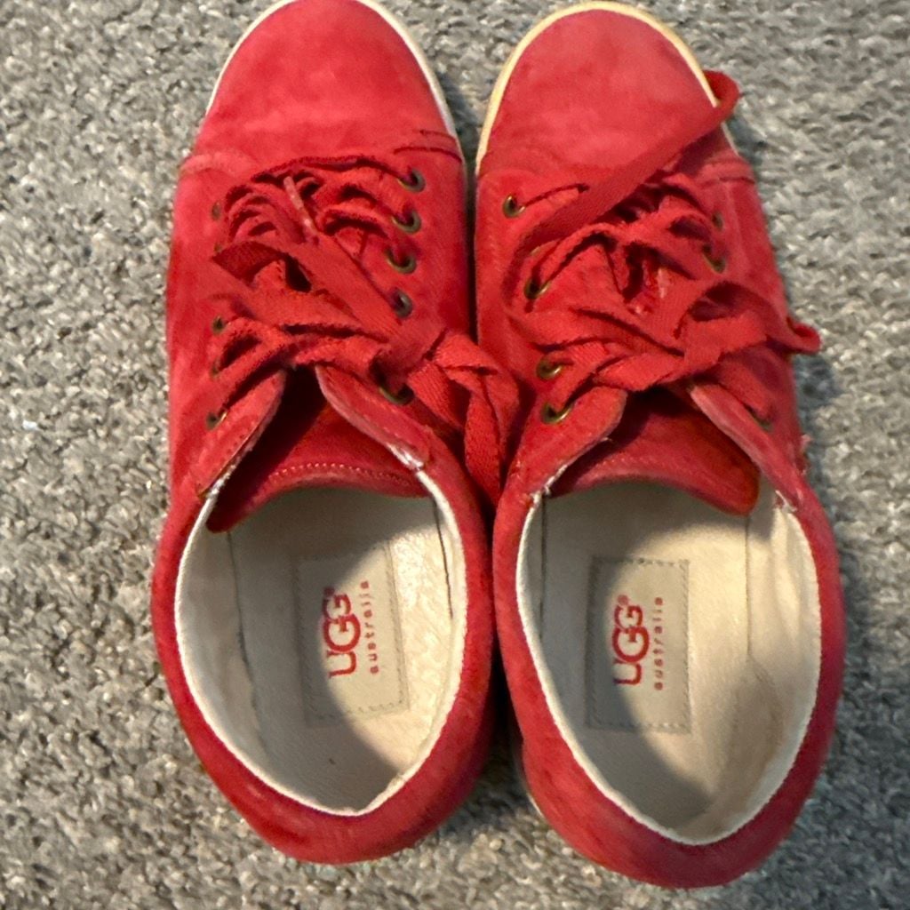 UGG Red Suede Sneakers Size 6 7