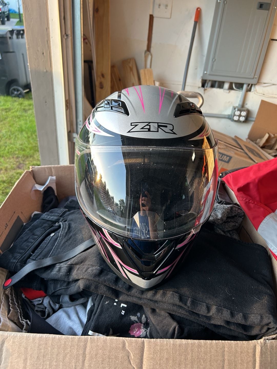 Z1R Strike Ops SV Motorcycle Helmet Black Pink Silver 2