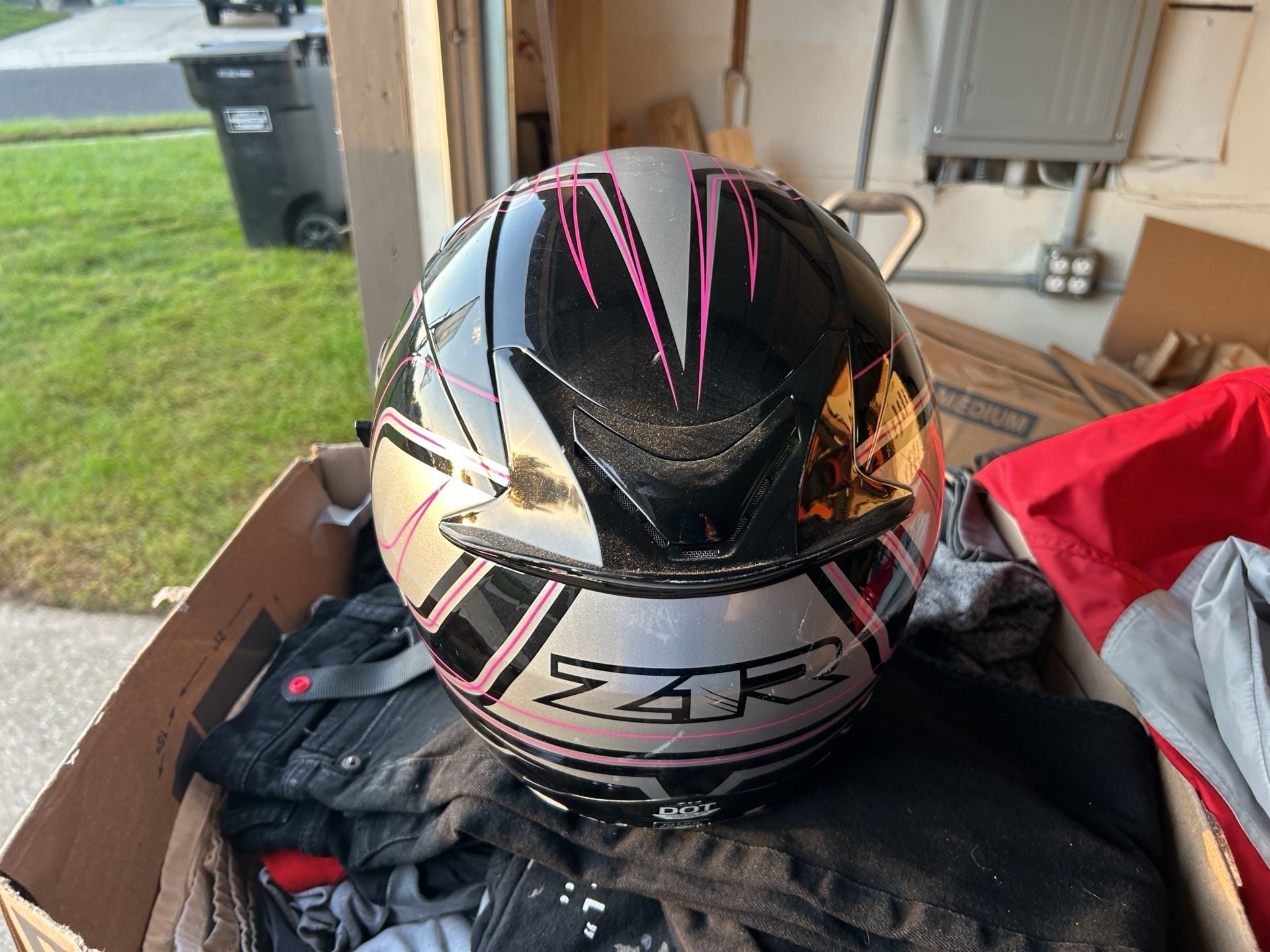 Z1R Strike Ops SV Motorcycle Helmet Black Pink Silver 4
