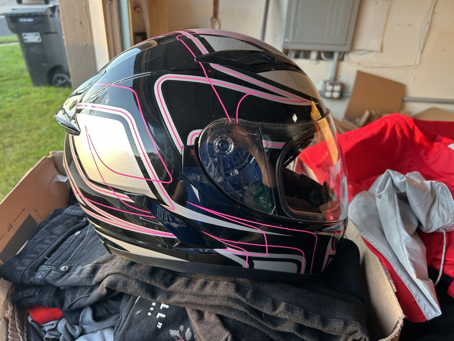 Z1R Strike Ops SV Motorcycle Helmet Black Pink Silver 5