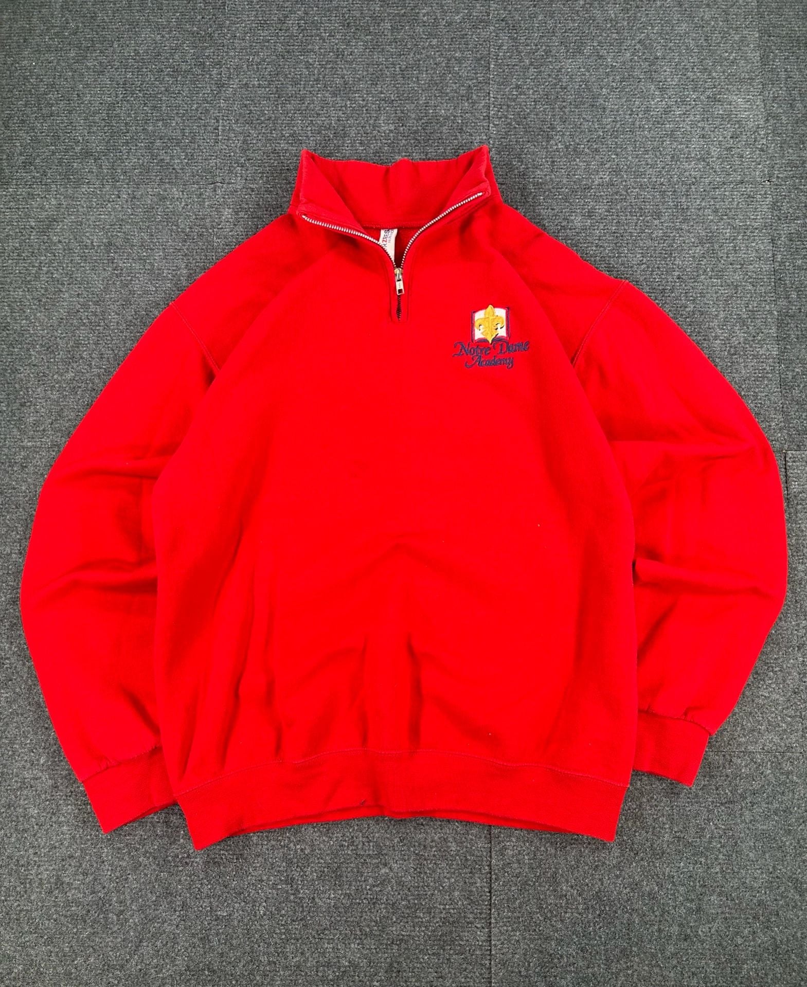 Jerzees Notre Dame Academy Quarter Zip Sweatshirt Red 2