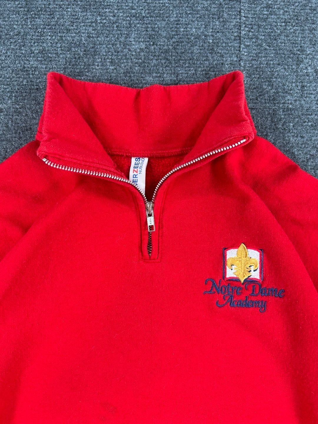 Jerzees Notre Dame Academy Quarter Zip Sweatshirt Red 3