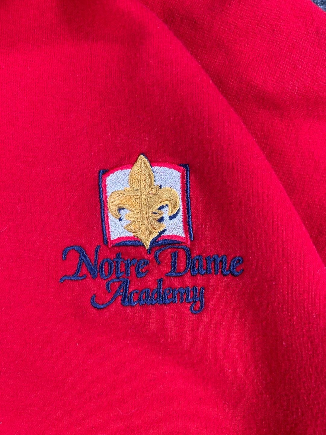 Jerzees Notre Dame Academy Quarter Zip Sweatshirt Red 4