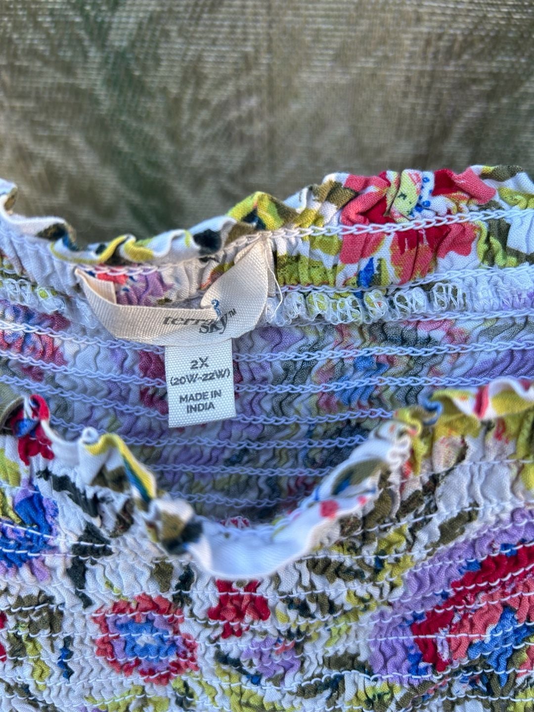 Terra Sky Floral Dress Size 2X Smocked Sundress 2