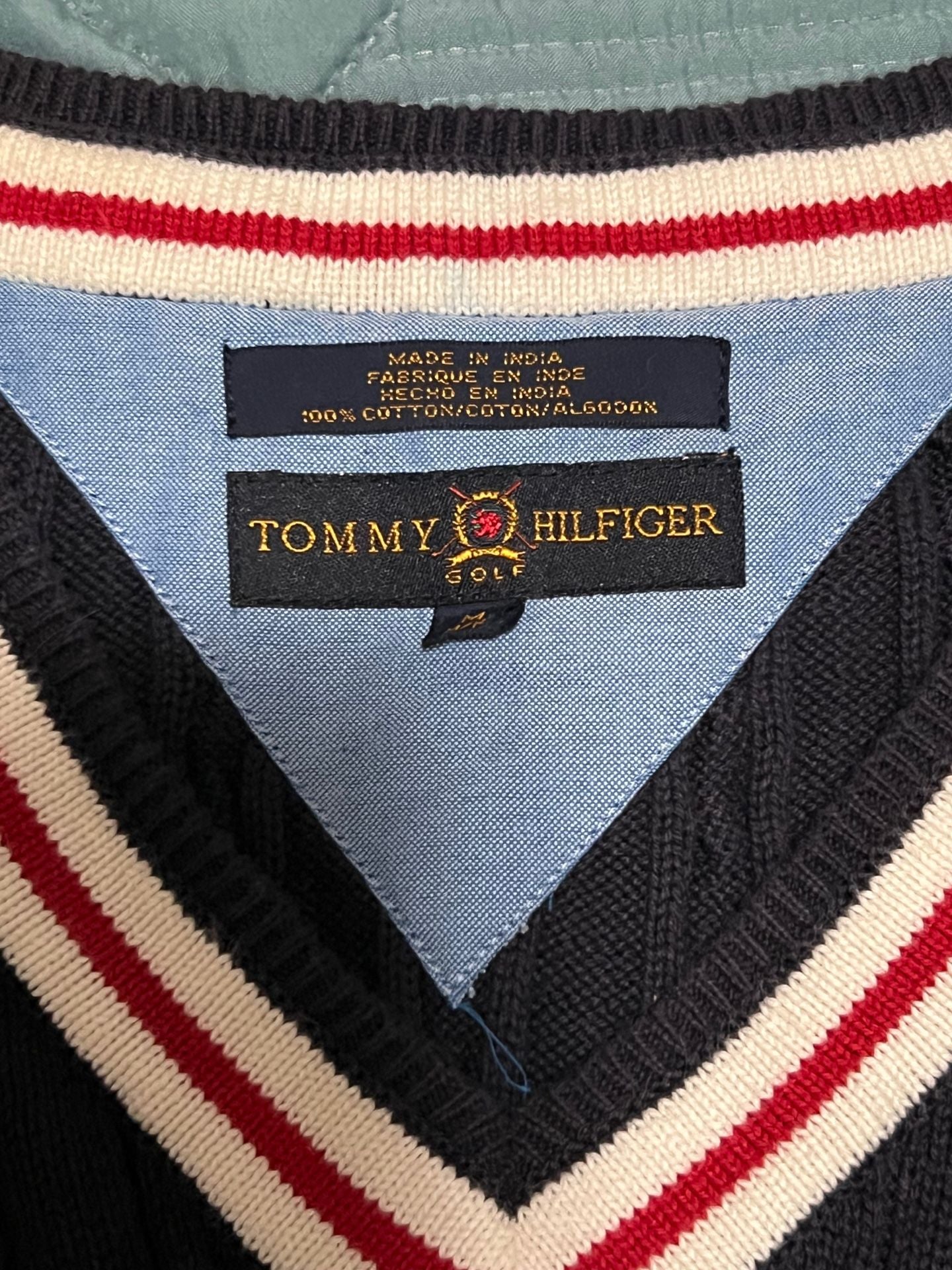 Tommy Hilfiger Golf Sweater Vest Size M Black Cotton V-Neck 3