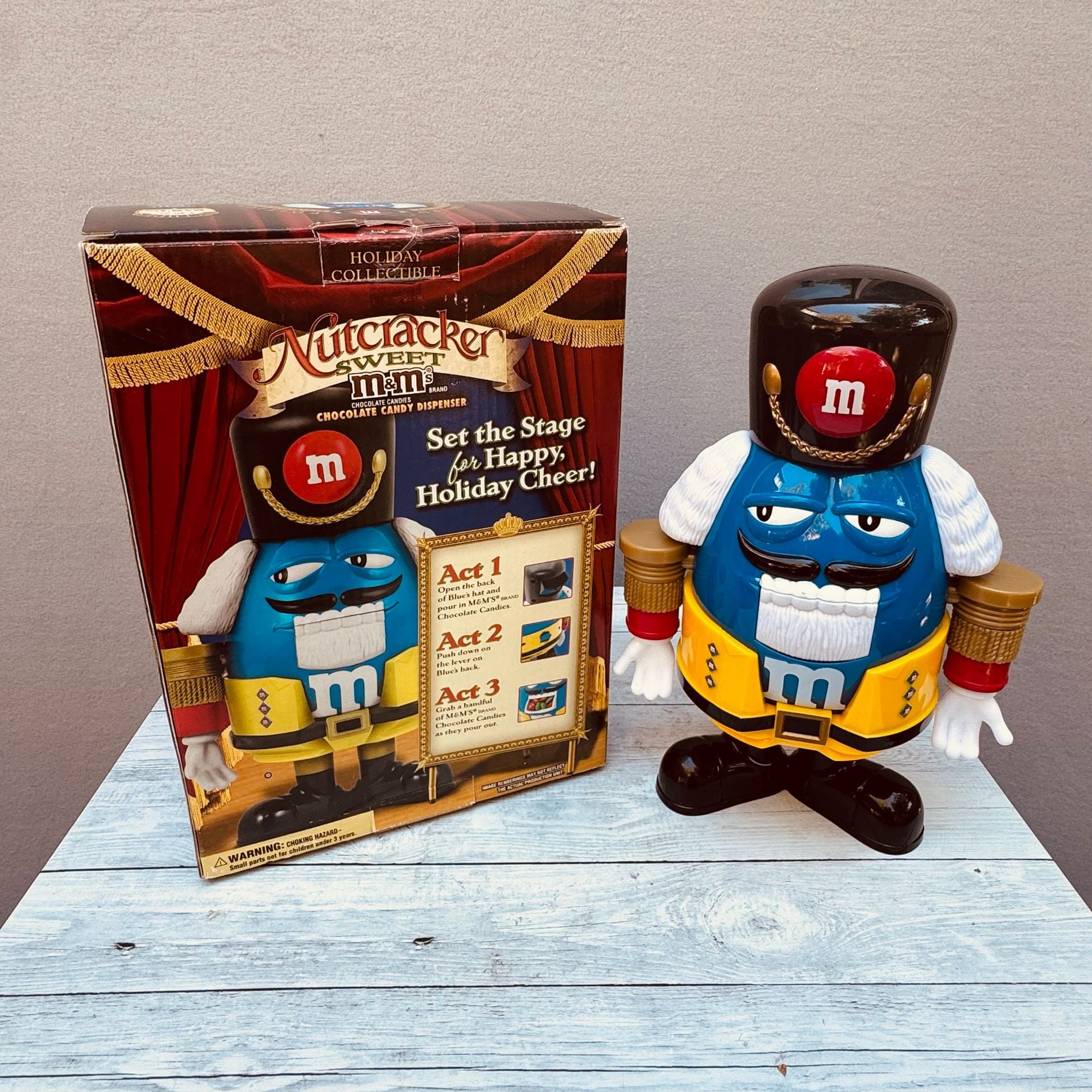 M&M's Holiday Collectible Nutcracker Blue Chocolate Candy Dispenser with Box 1