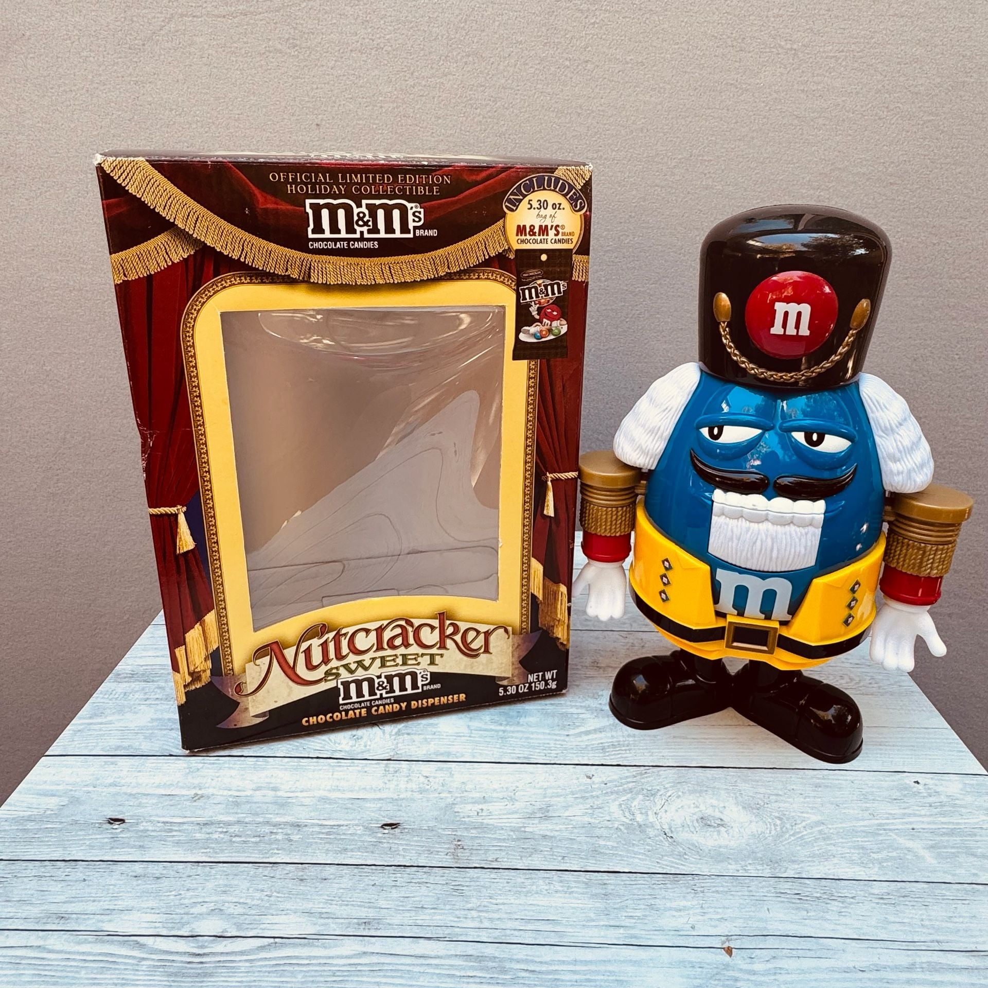 M&M's Holiday Collectible Nutcracker Blue Chocolate Candy Dispenser with Box 2