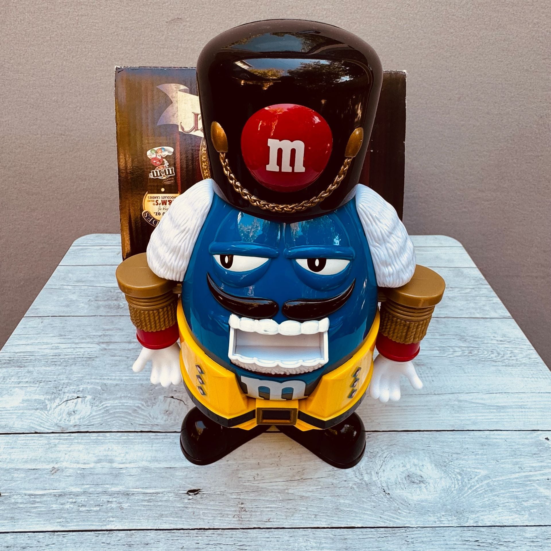 M&M's Holiday Collectible Nutcracker Blue Chocolate Candy Dispenser with Box 3