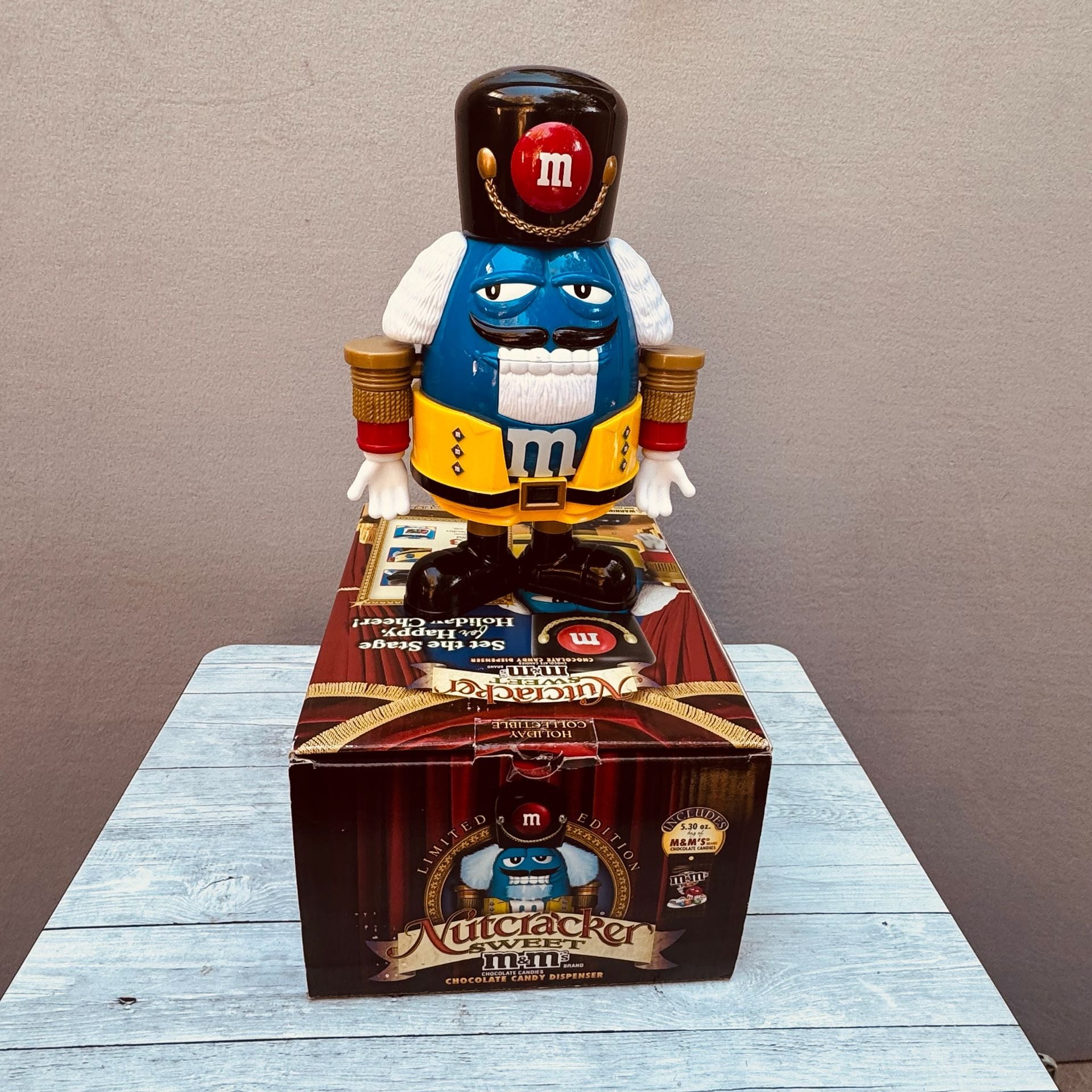 M&M's Holiday Collectible Nutcracker Blue Chocolate Candy Dispenser with Box 4