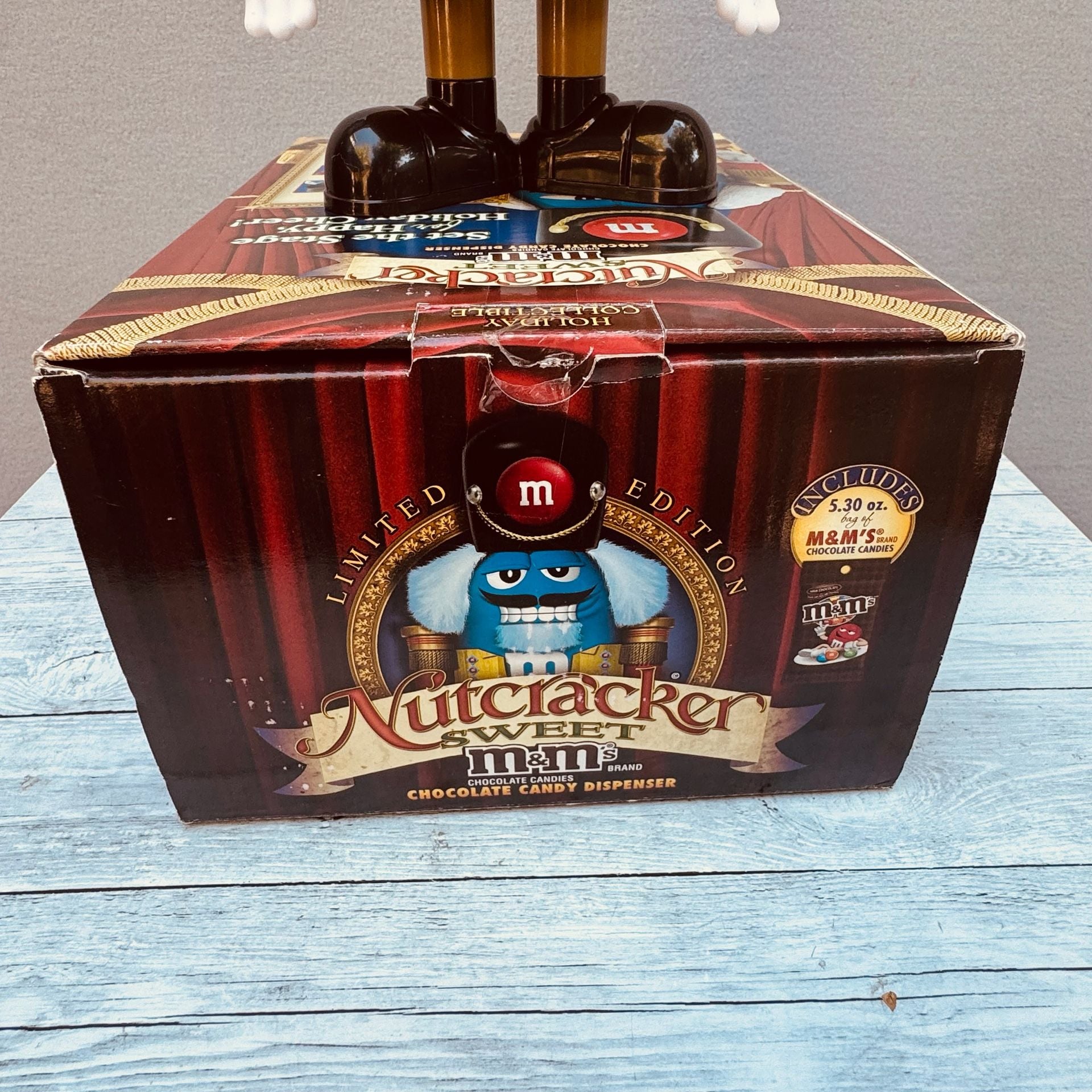M&M's Holiday Collectible Nutcracker Blue Chocolate Candy Dispenser with Box 6