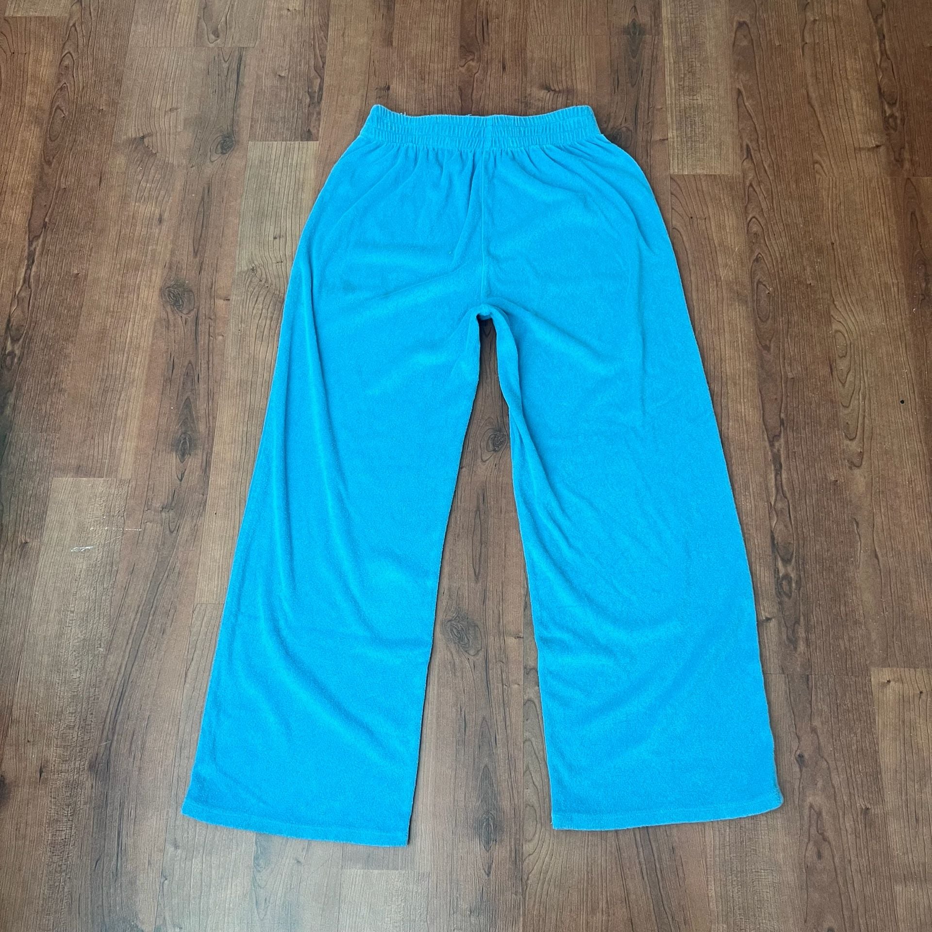 Reformation Towel Terry Talia Pants Size S Blue Deadstock Cotton Blend 3