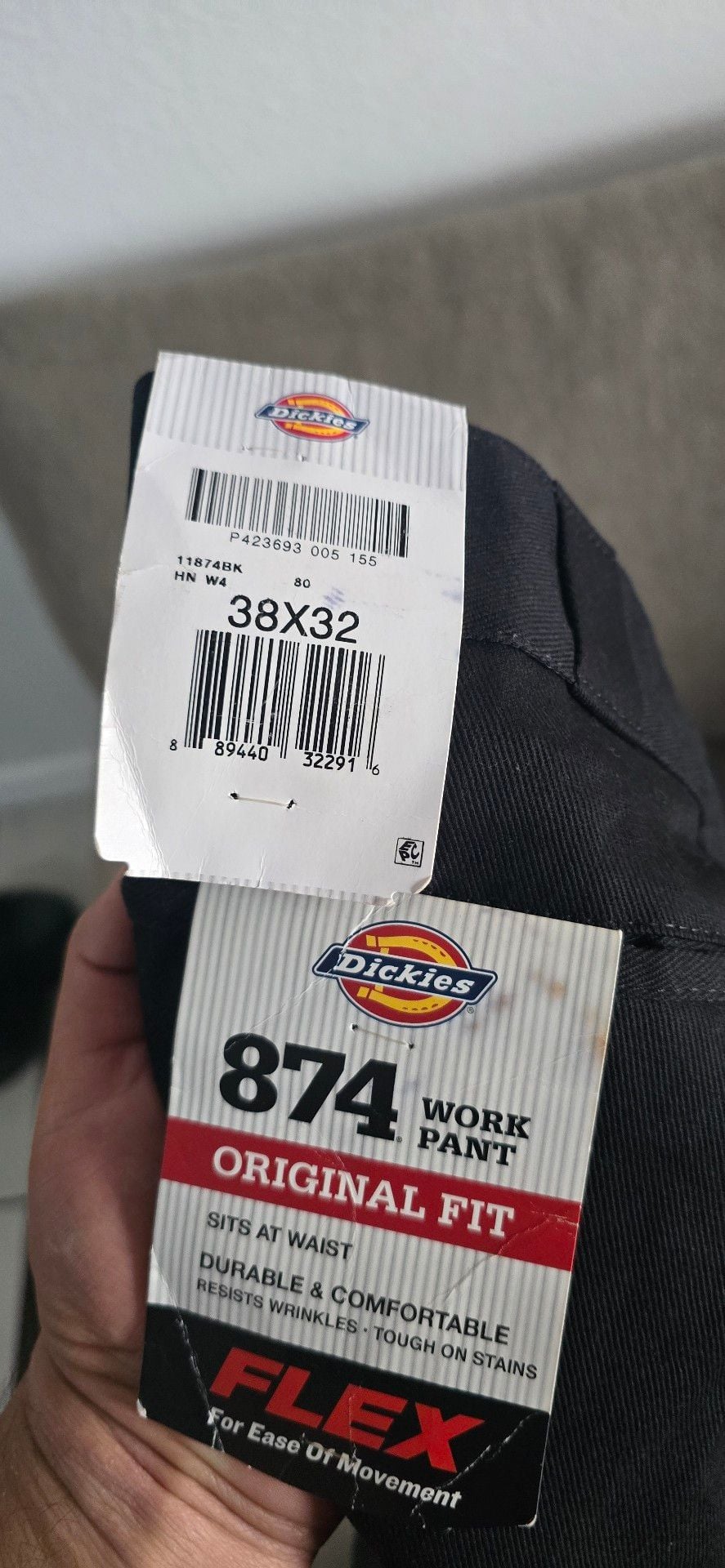 Dickies Original Fit Work Pants 38x32 Black 4