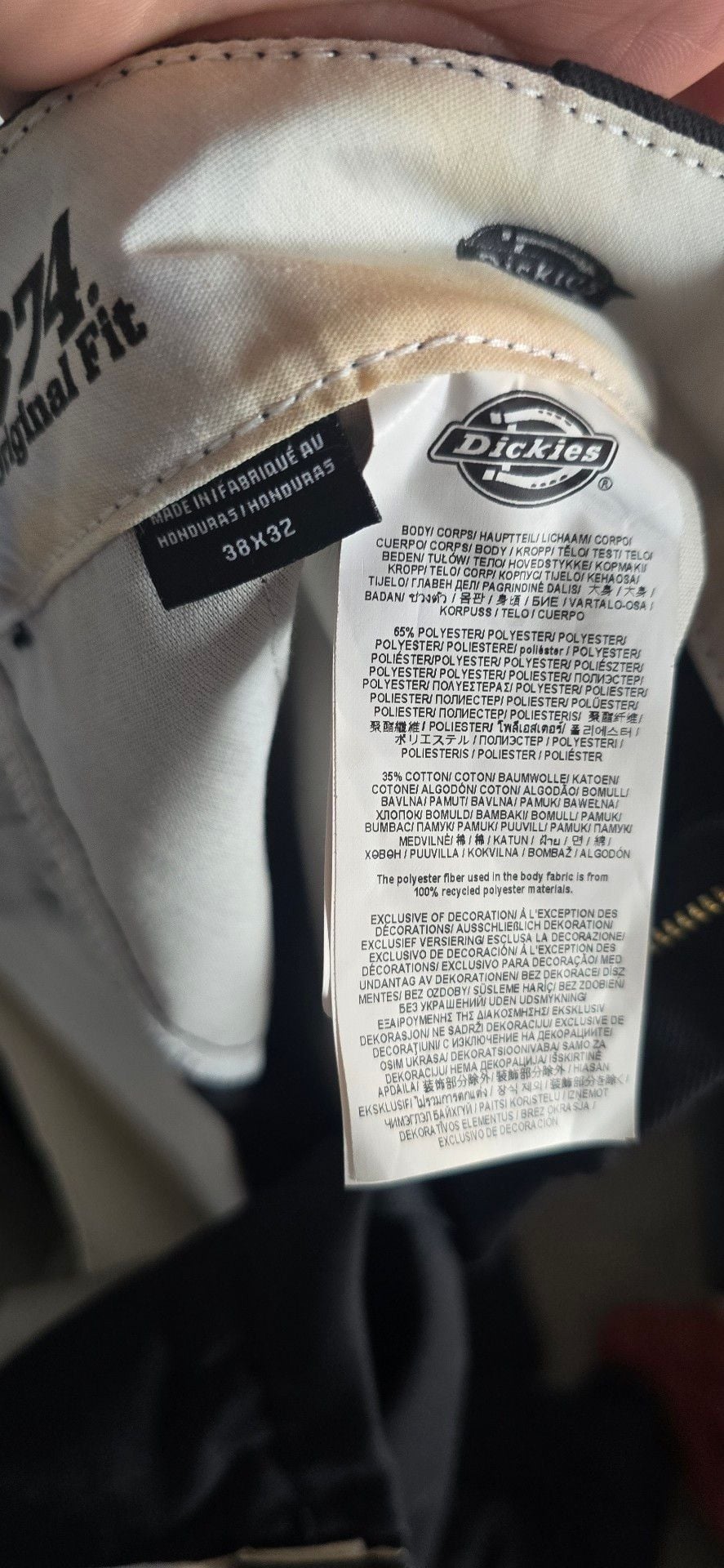 Dickies Original Fit Work Pants 38x32 Black 6