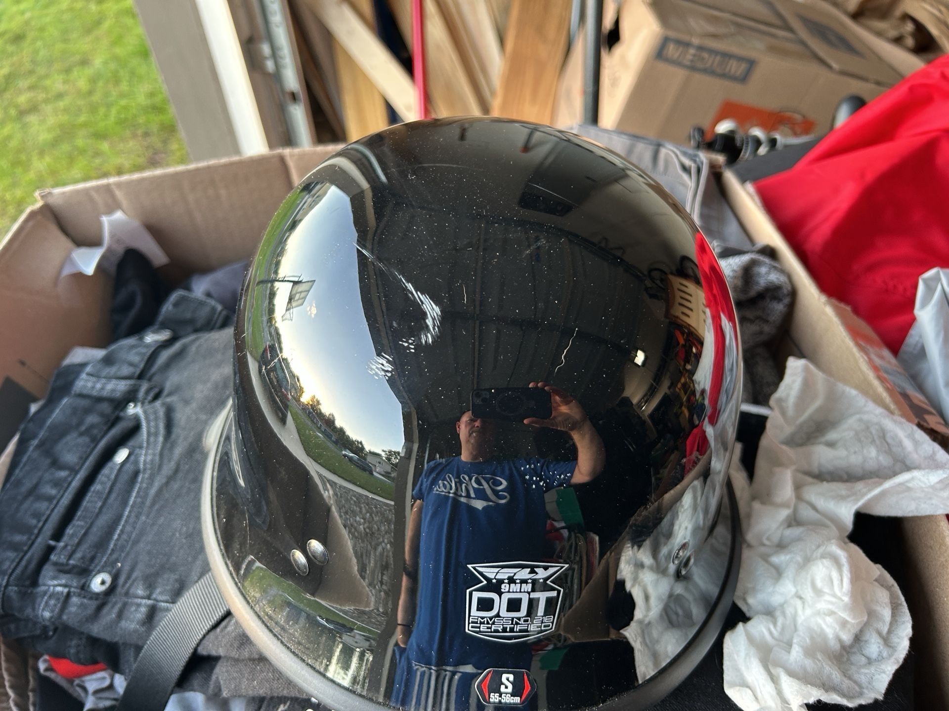 Fly 9MM Motorcycle Helmet Size Small Black DOT Certified 5