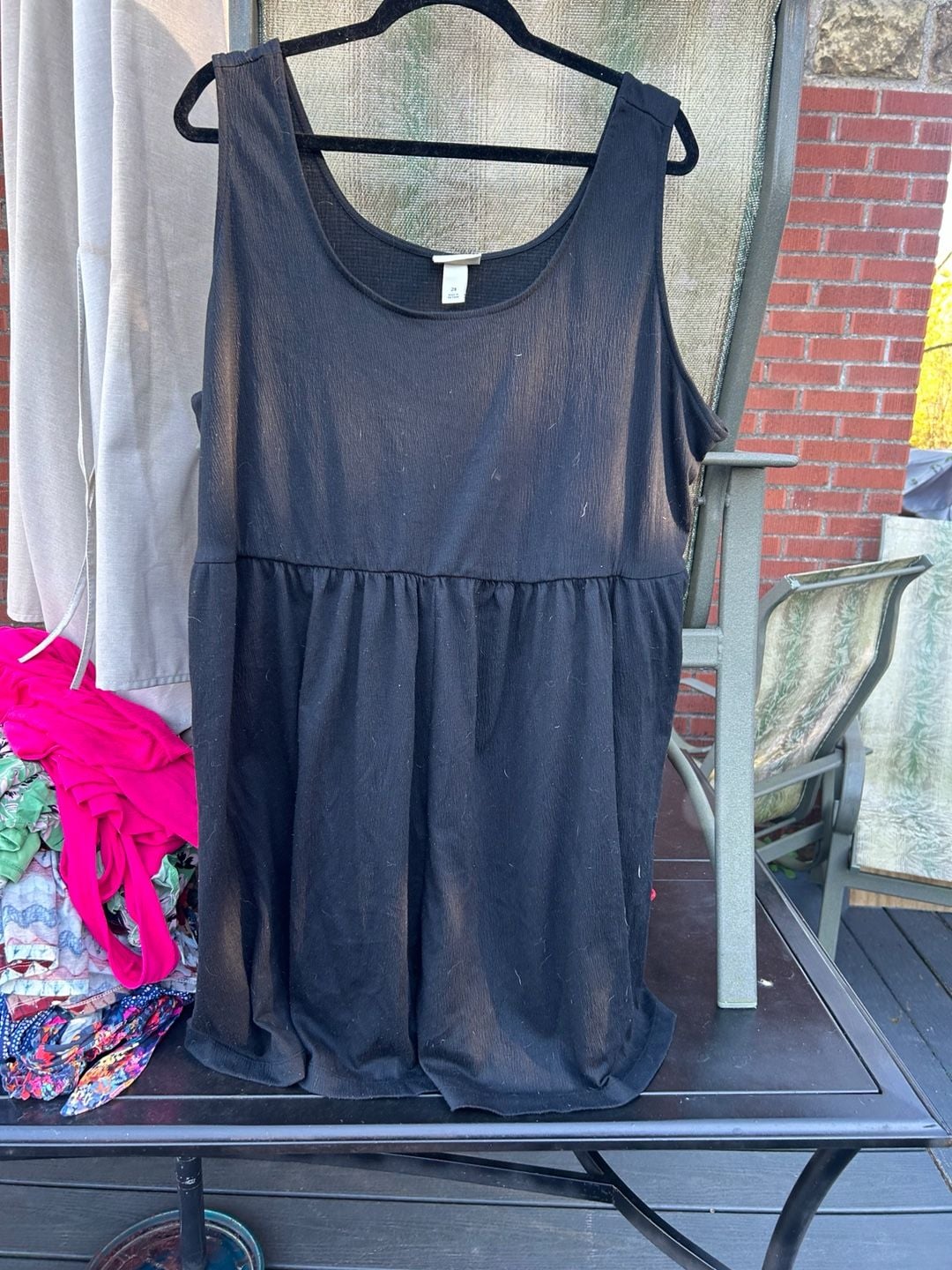 Ava & Viv Tank Top Size 2X Black Textured Babydoll Sleeveless 2