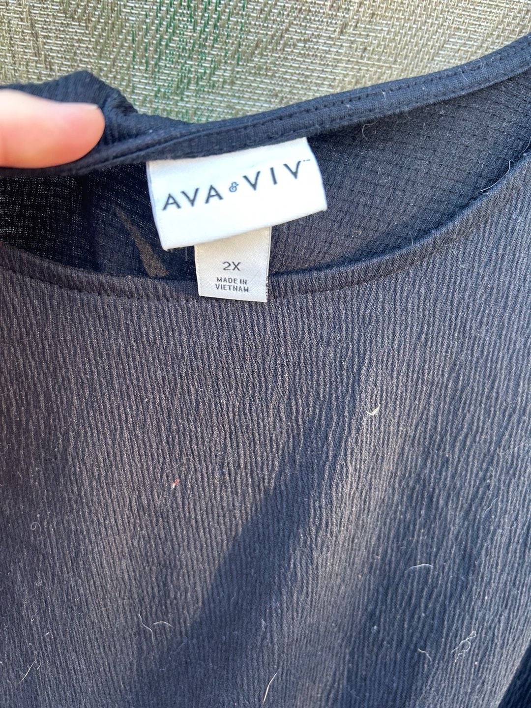 Ava & Viv Tank Top Size 2X Black Textured Babydoll Sleeveless 3