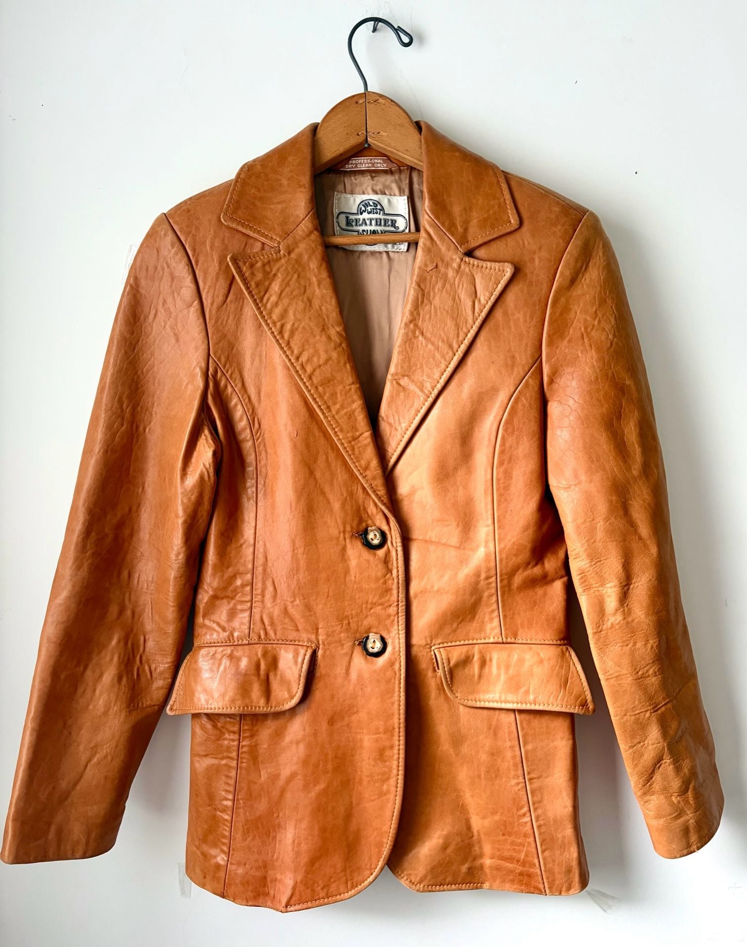 Wild West Leather Vintage Leather Blazer Jacket Tan Brown 2