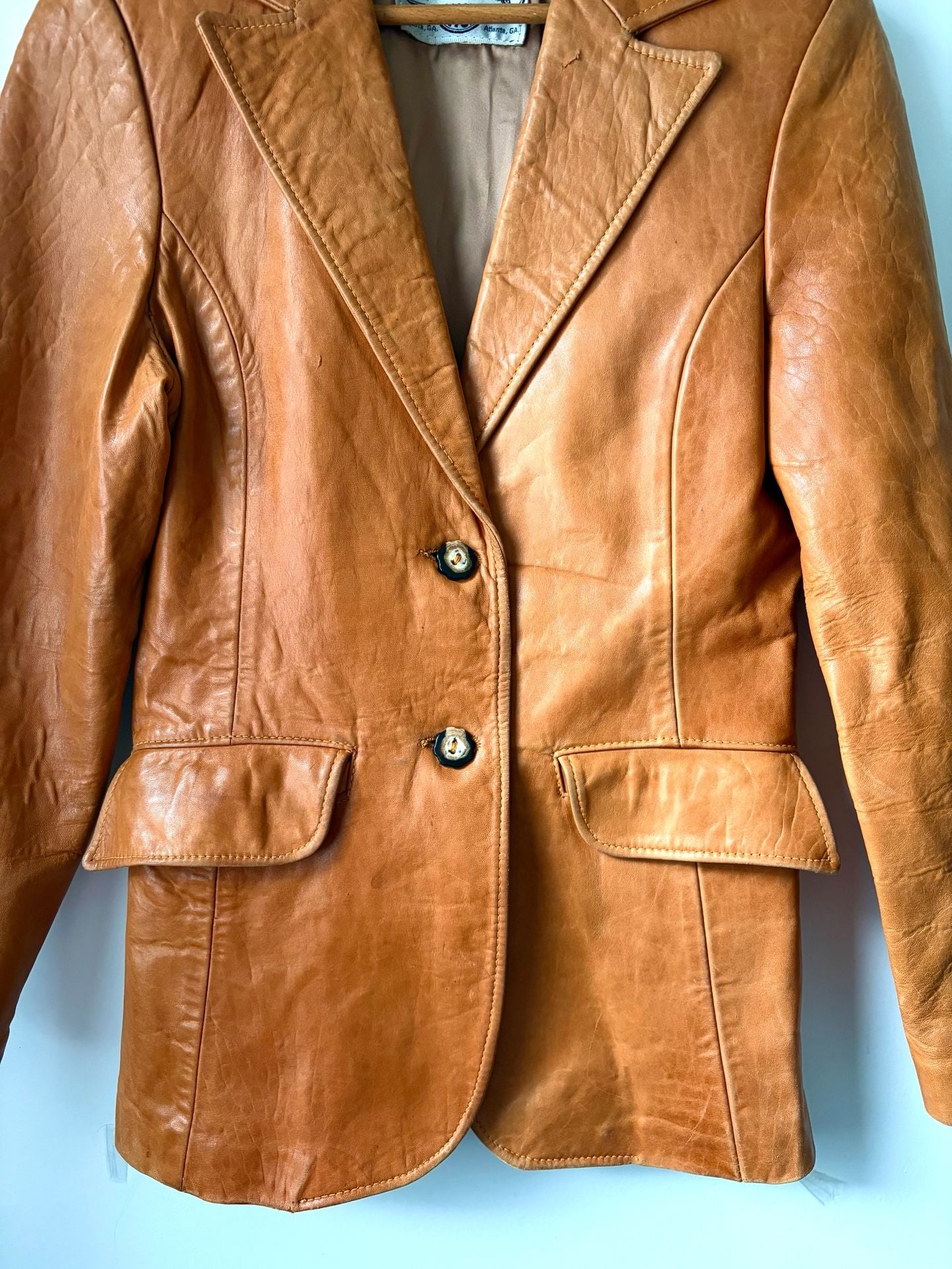 Wild West Leather Vintage Leather Blazer Jacket Tan Brown 3