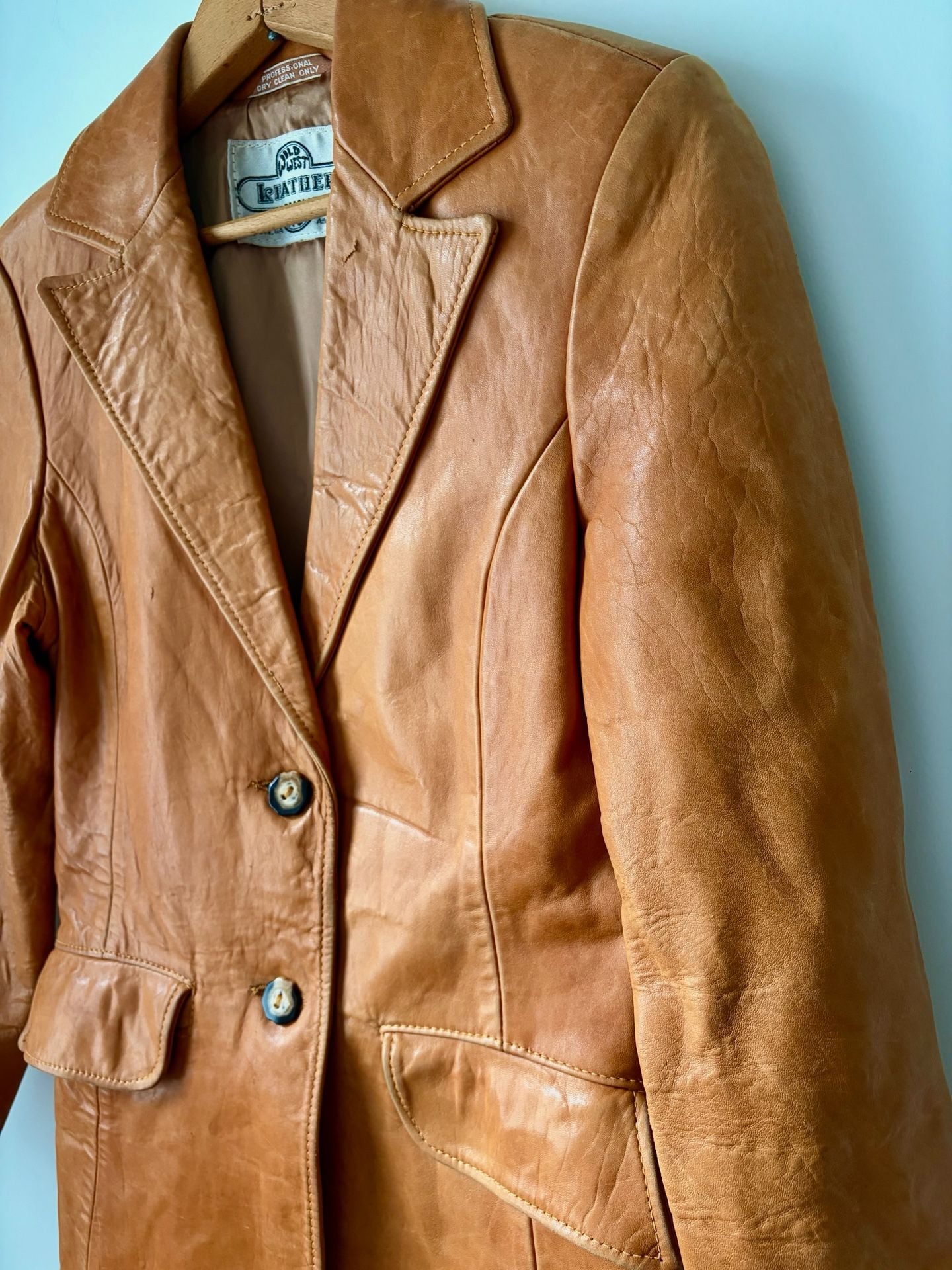 Wild West Leather Vintage Leather Blazer Jacket Tan Brown 5