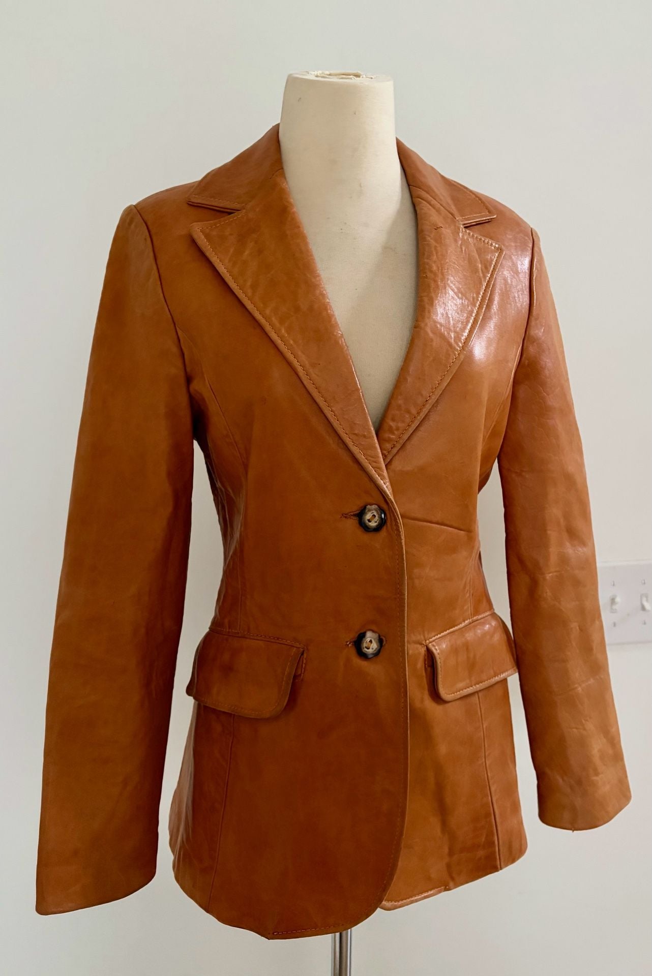 Wild West Leather Vintage Leather Blazer Jacket Tan Brown 7