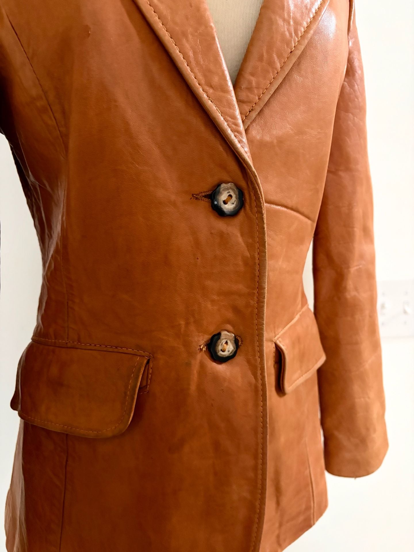 Wild West Leather Vintage Leather Blazer Jacket Tan Brown 8