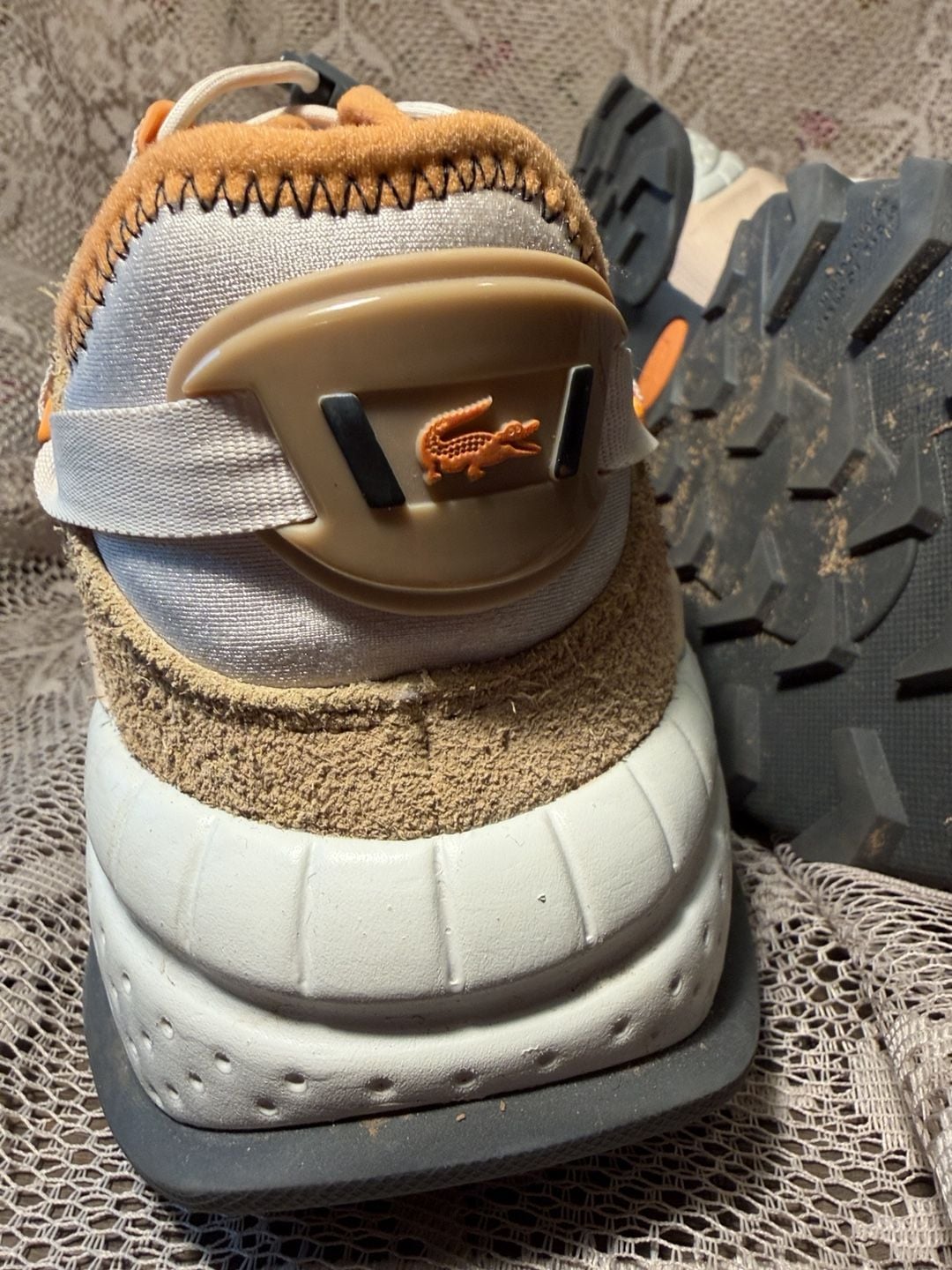 LUS 4 Lacoste L-Guard Breaker Sneakers Size 9 Beige Orange 5