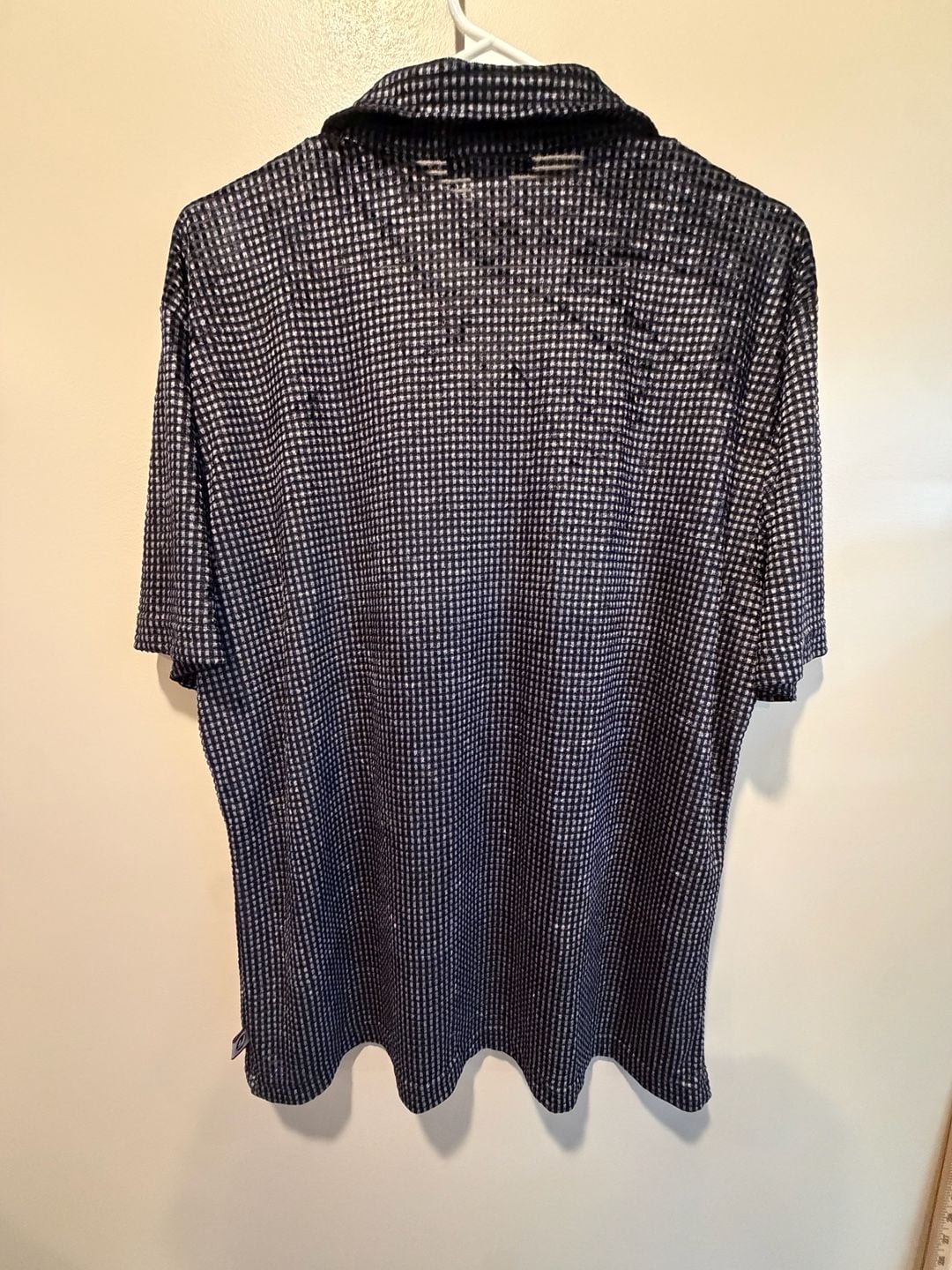Ymla Vintage Polo Shirt Size XL Black White Checkered Texture 4