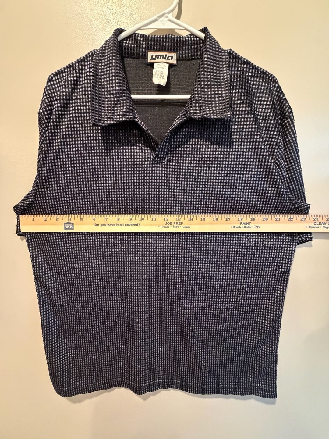 Ymla Vintage Polo Shirt Size XL Black White Checkered Texture 7