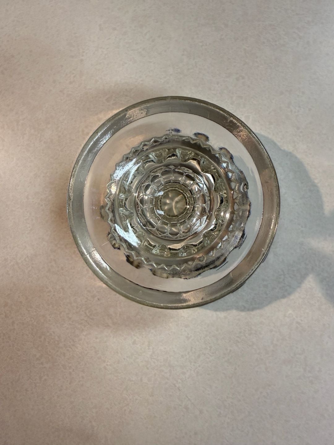 Vintage Clear Glass Footed Compote Bowl with Silver Overlay Rim 2
