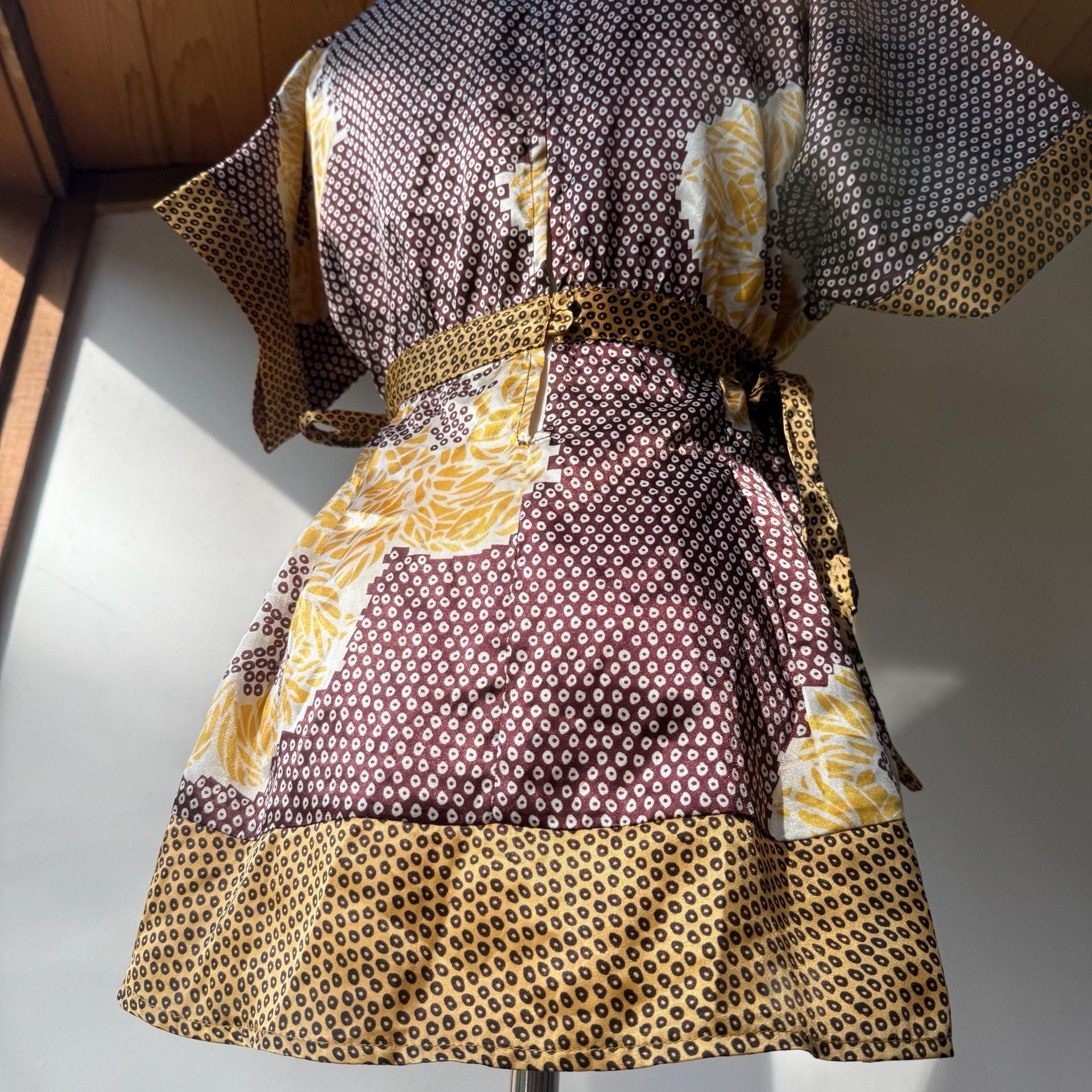Y2K Wet Seal Tunic Top Brown Yellow Print 4