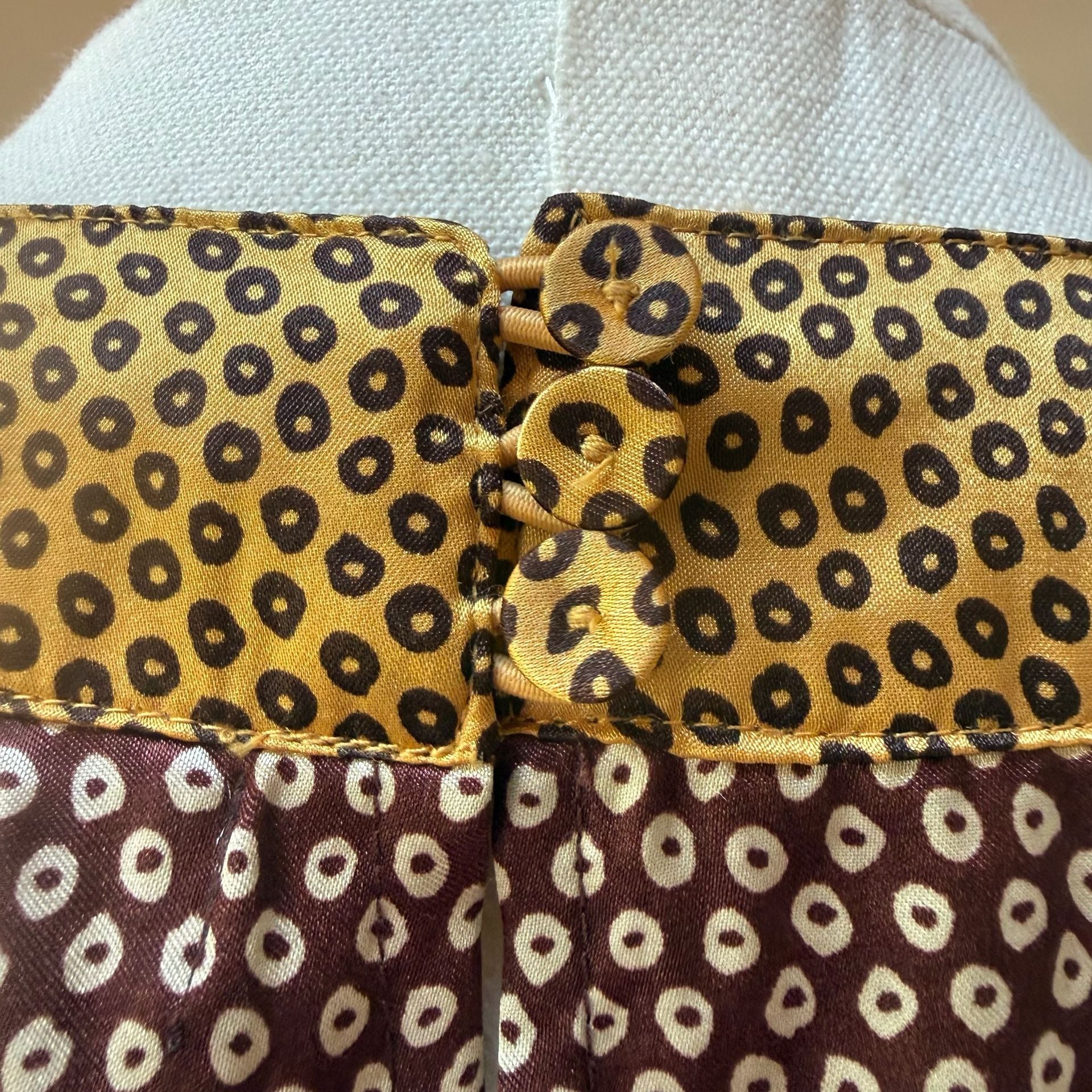 Y2K Wet Seal Tunic Top Brown Yellow Print 8