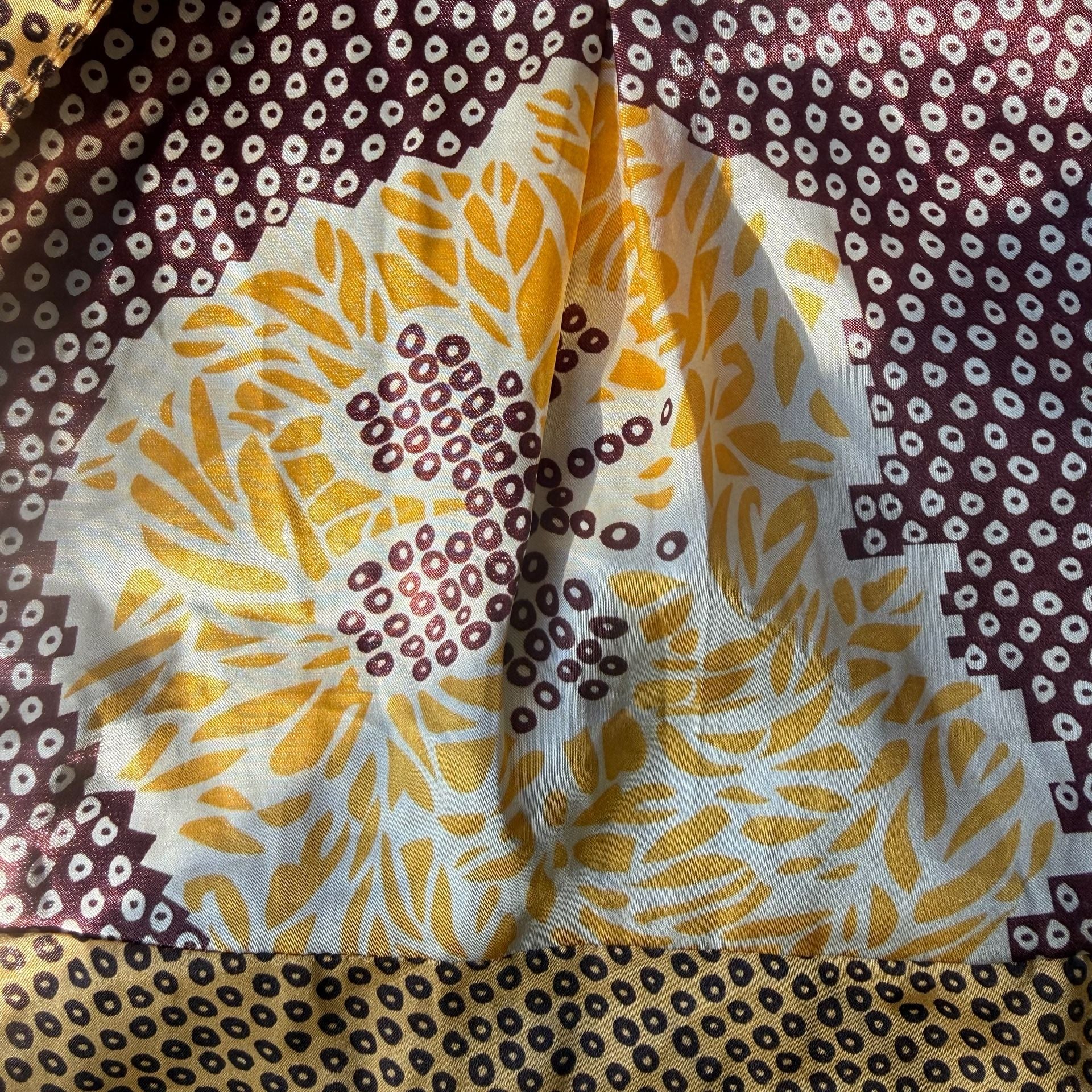 Y2K Wet Seal Tunic Top Brown Yellow Print 9