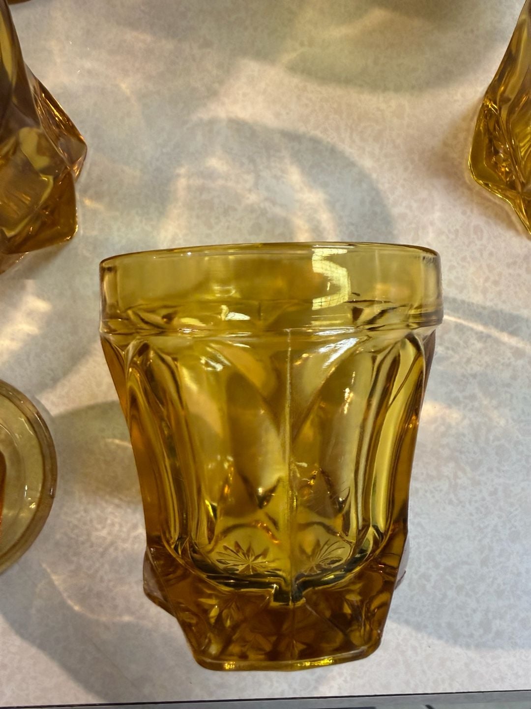 Anchor Hocking Amber King's Crown Goblets And Sherbet Set 3