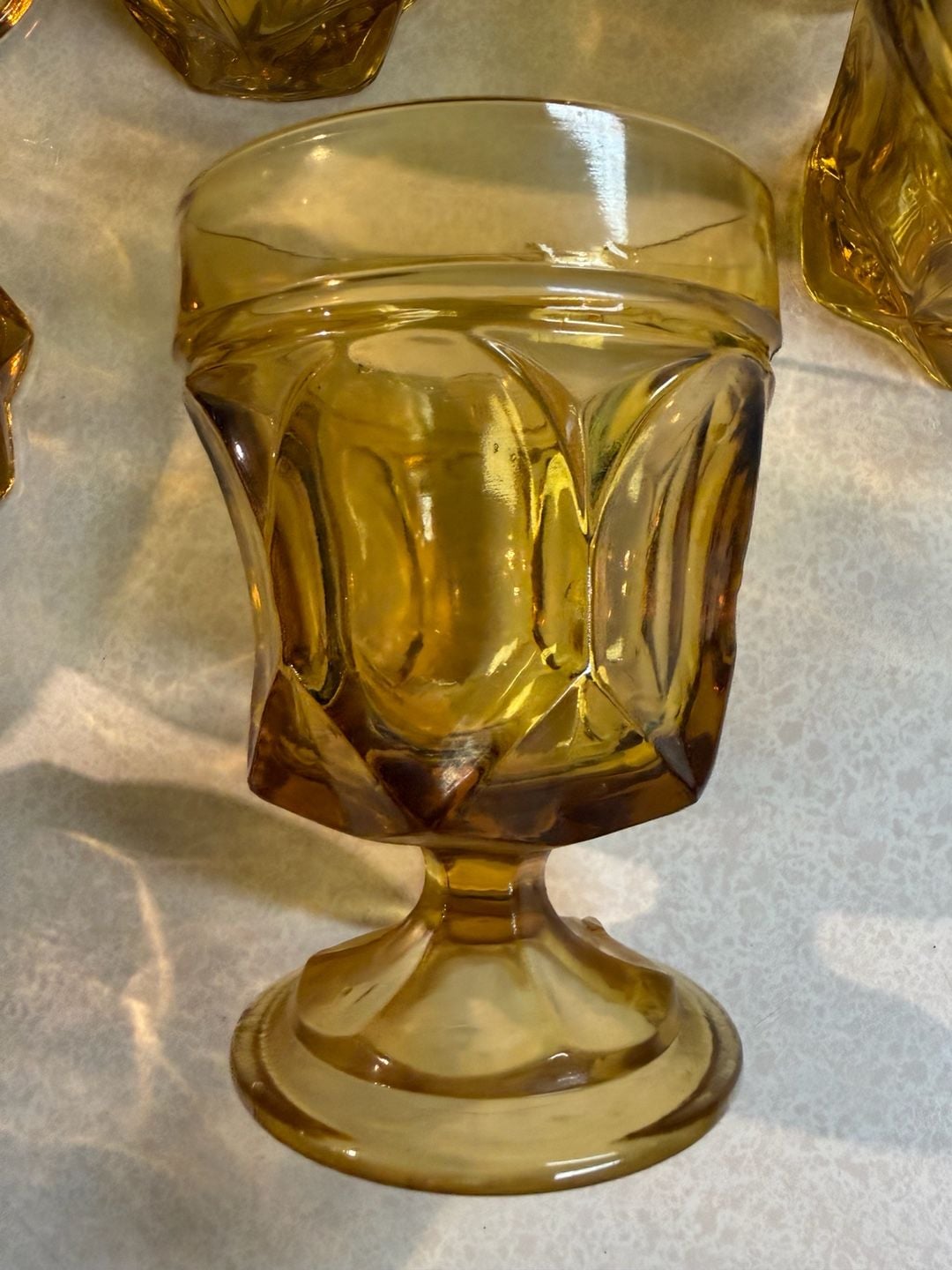 Anchor Hocking Amber King's Crown Goblets And Sherbet Set 4