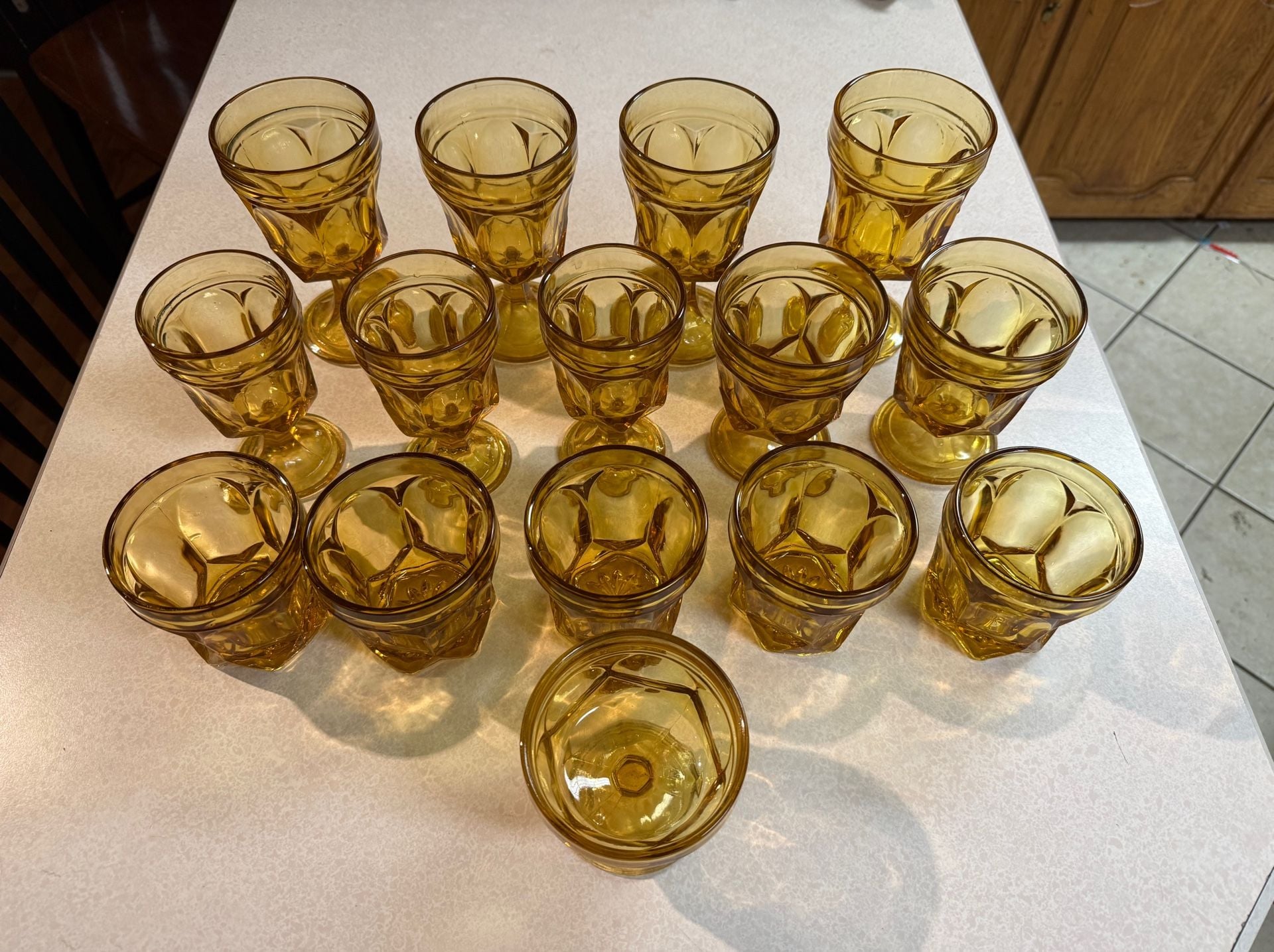 Anchor Hocking Amber King's Crown Goblets And Sherbet Set 1