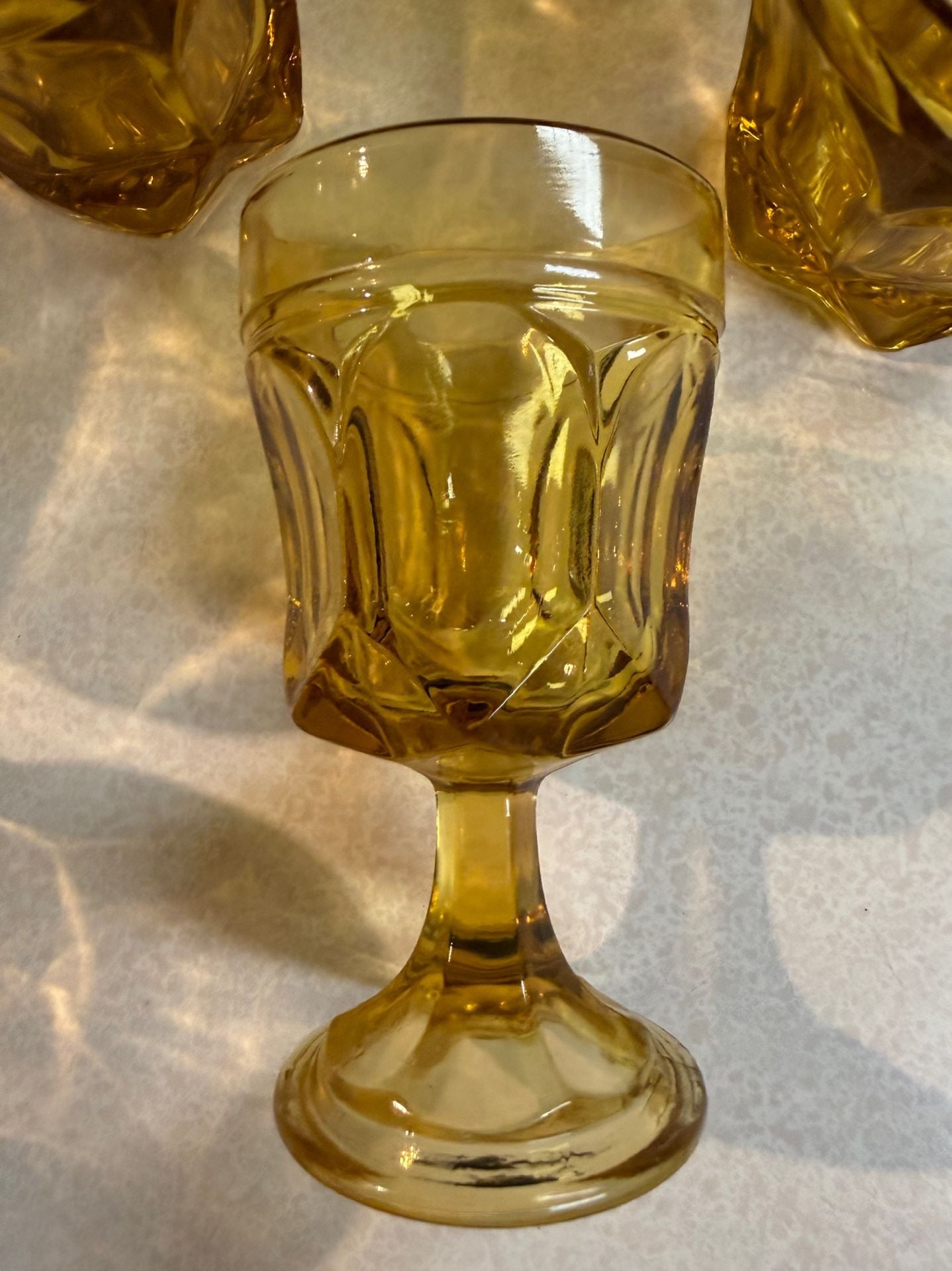 Anchor Hocking Amber King's Crown Goblets And Sherbet Set 5