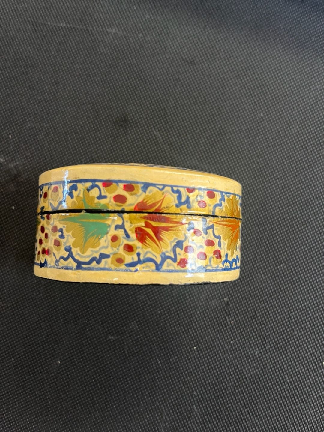 Hand Painted Papier Mache Trinket Box Floral Leaf Art Made In India 2