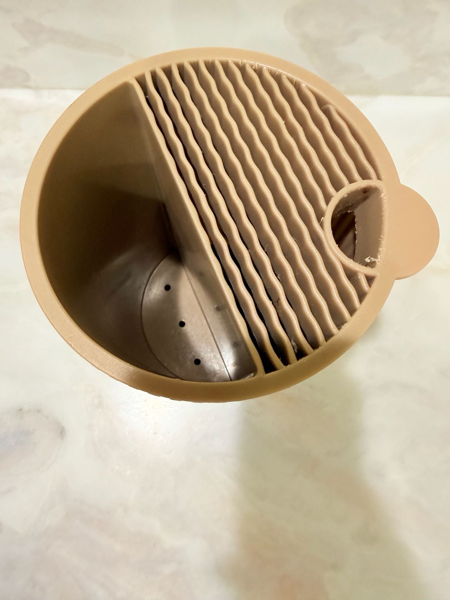 Kitchen Utensil Holder Knife Caddy Beige Ribbed 2
