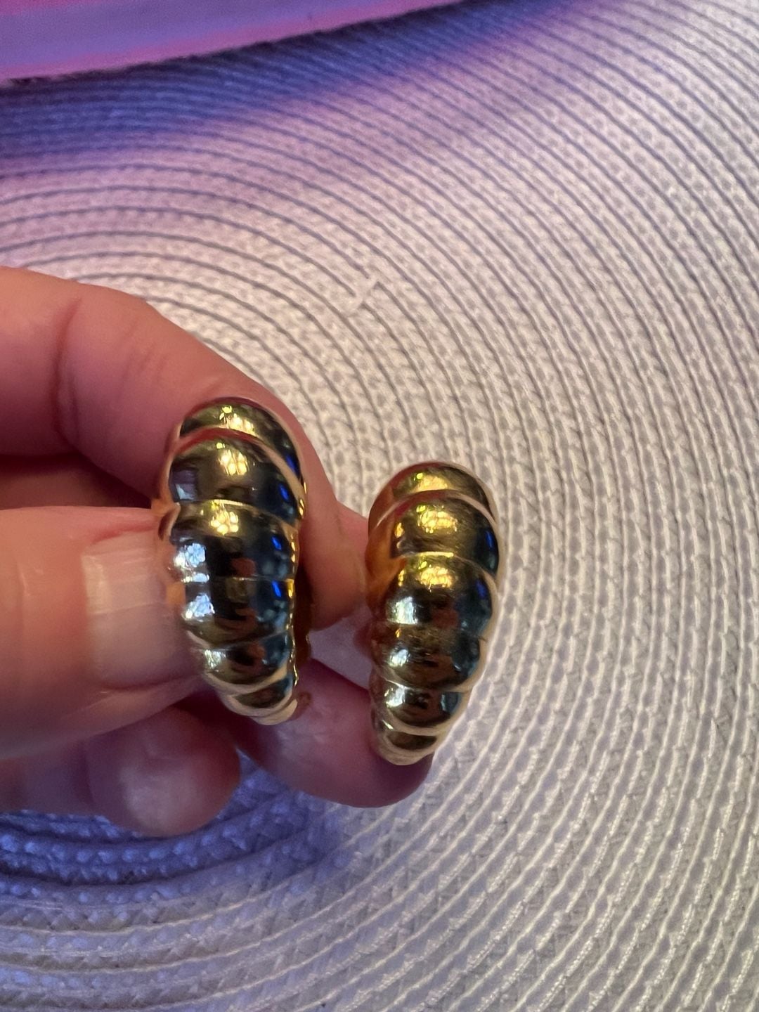 Monet Gold Tone Ribbed Dome Clip On Earrings Vintage 2
