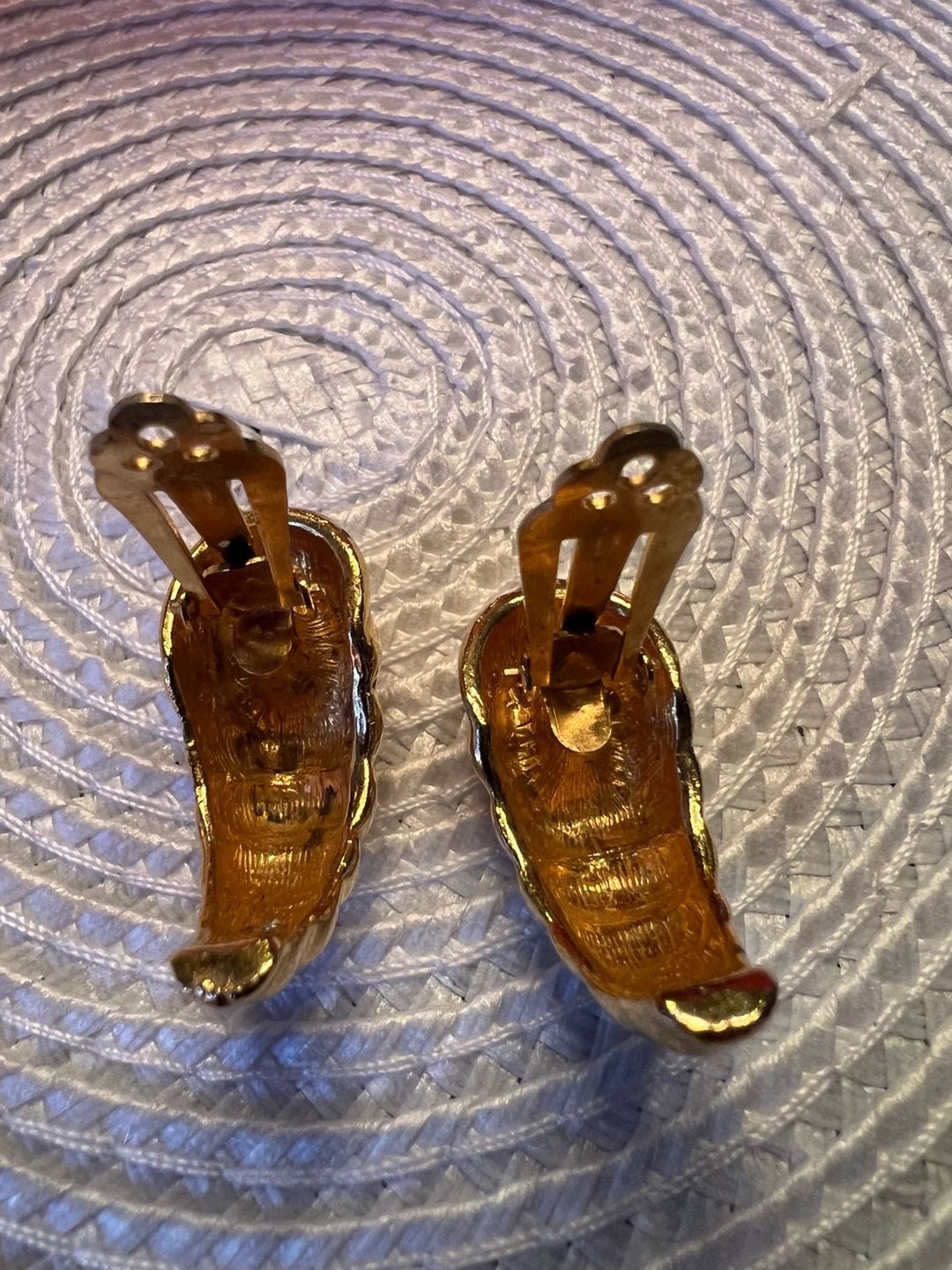Monet Gold Tone Ribbed Dome Clip On Earrings Vintage 3