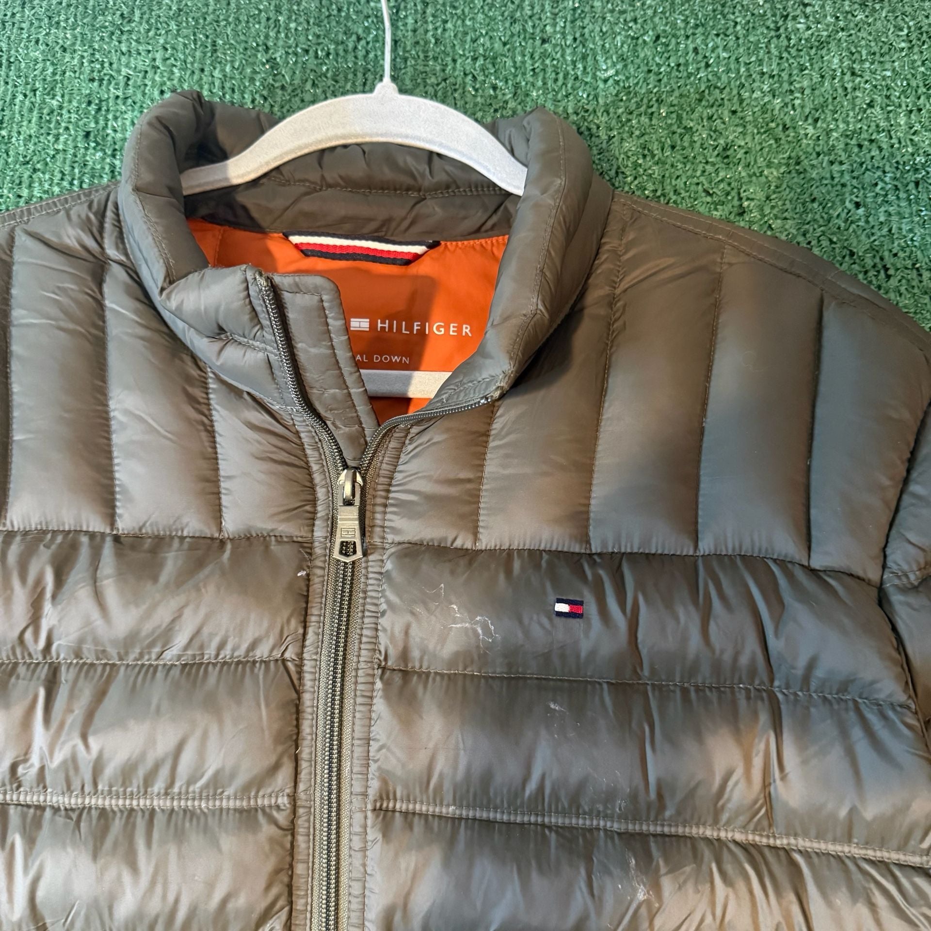 Tommy Hilfiger Puffer Jacket Size L Green Down Packable 3