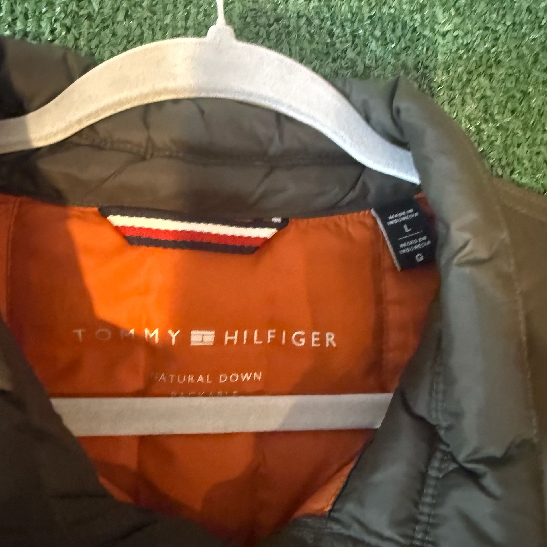 Tommy Hilfiger Puffer Jacket Size L Green Down Packable 5