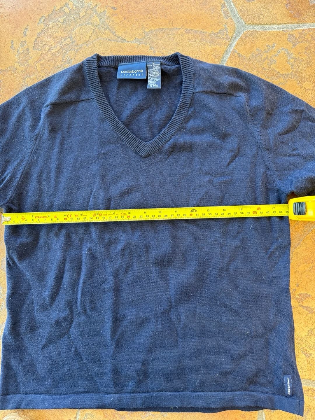 Liz Claiborne Sport V-Neck Short Sleeve Sweater Size M Blue 4