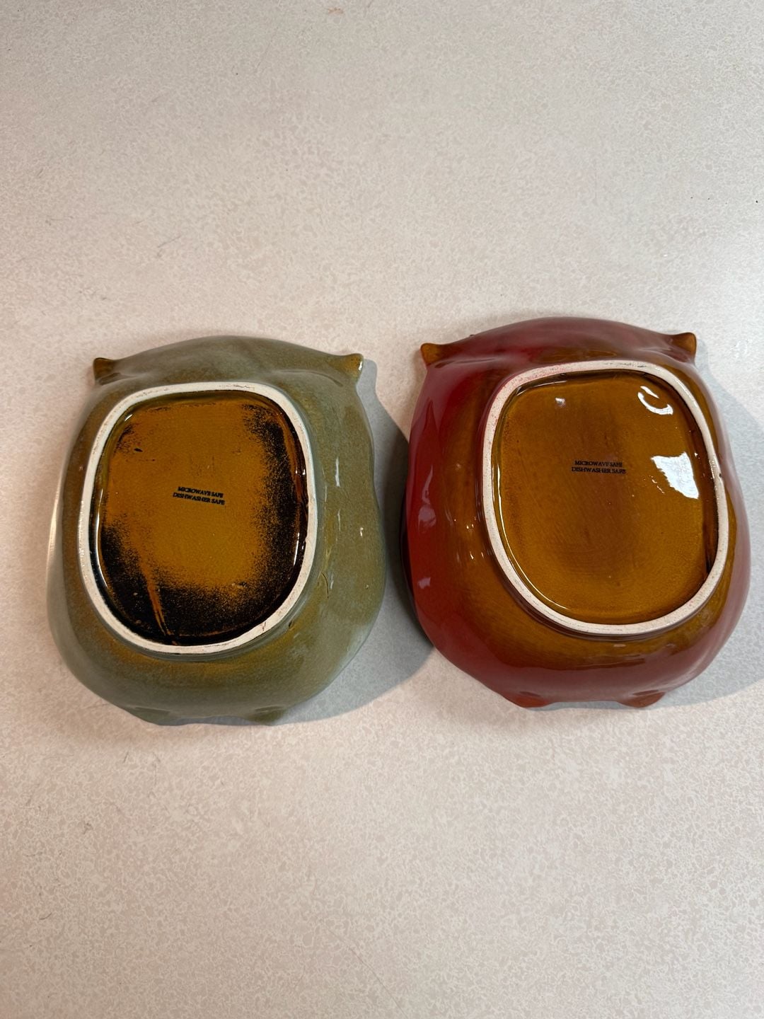 Ceramic Owl Trinket Dish Set of 2 2