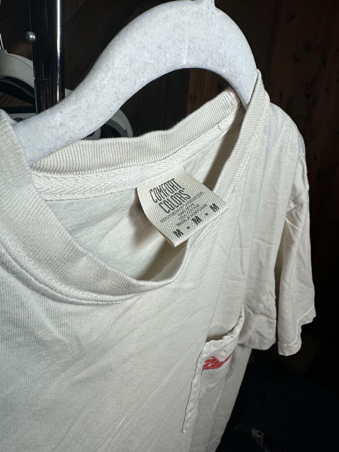 Old Row T-Shirt Size M Cream Pin-Up Graphic Pocket Tee 3