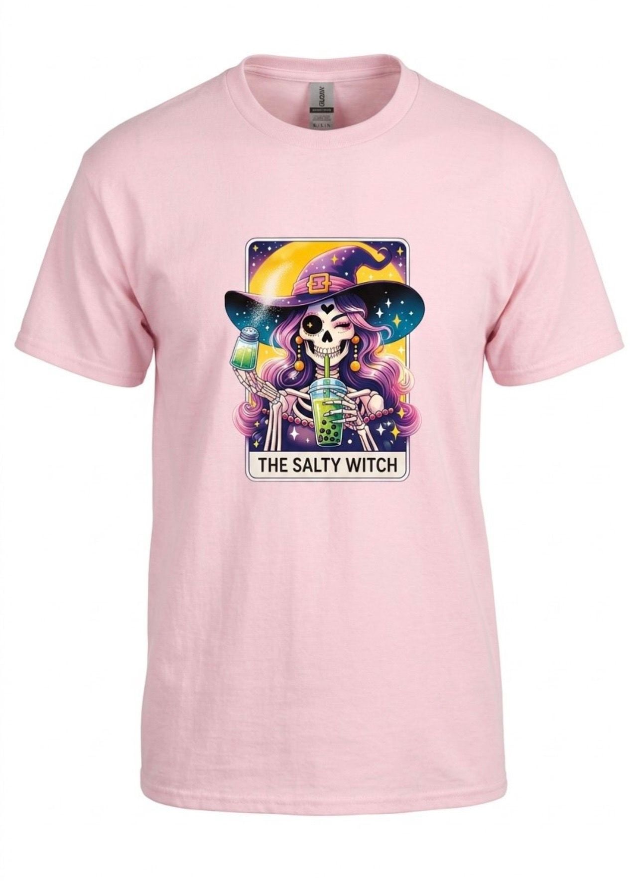 Gildan The Salty Witch Graphic T-Shirt XL Pink 2