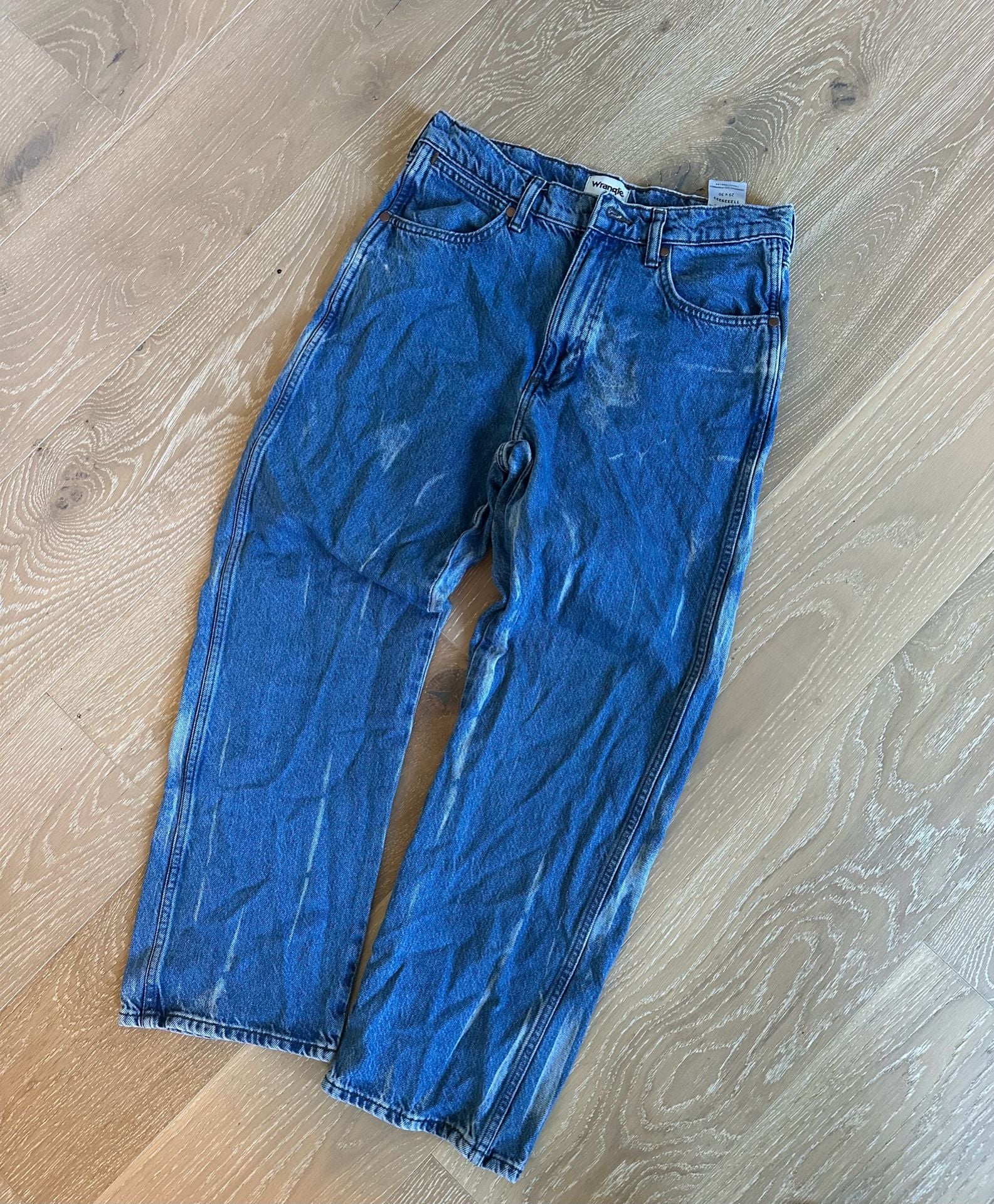 Wrangler Straight Jeans 29x30 Blue Denim Bleach Dyed 2