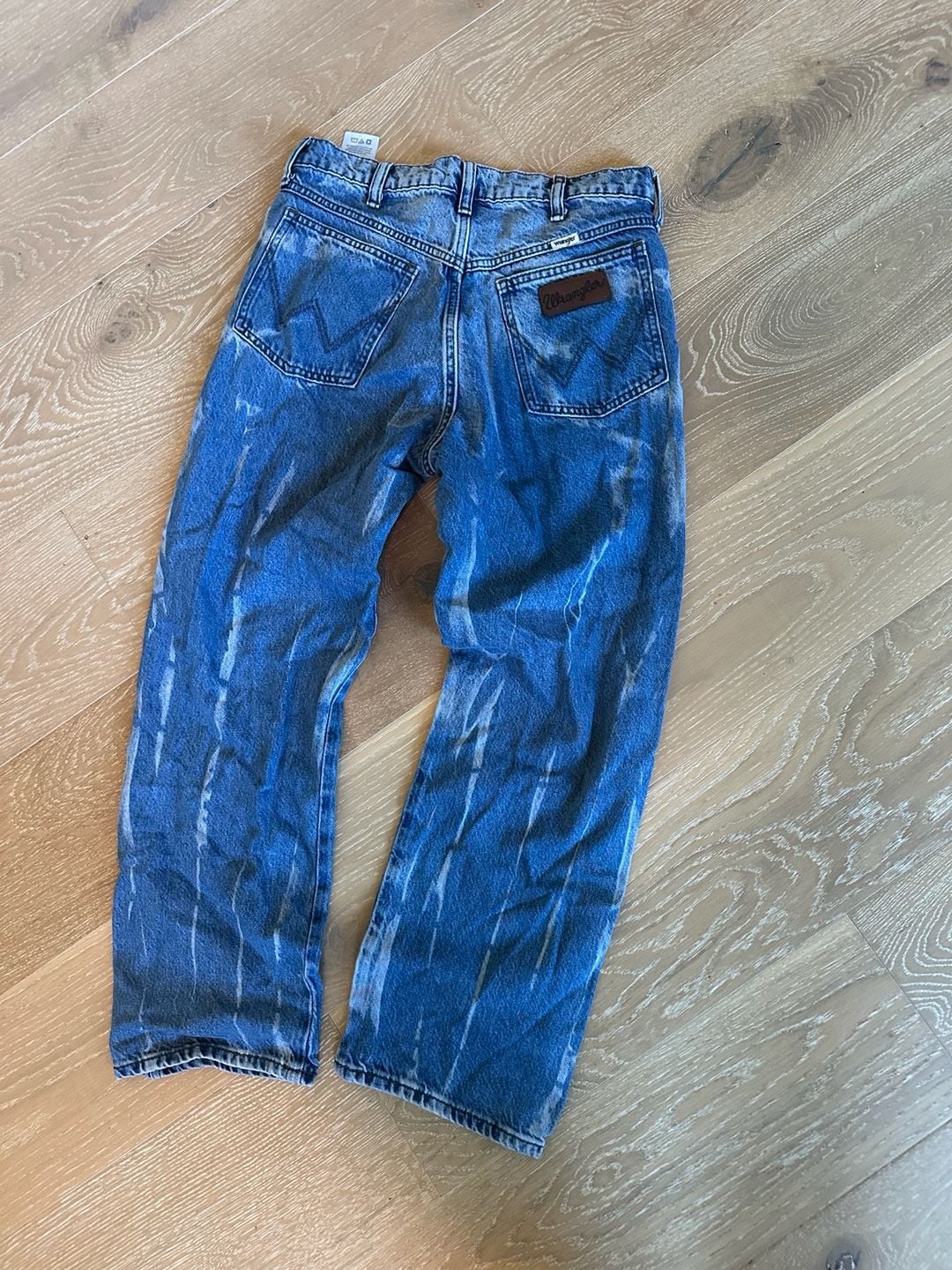 Wrangler Straight Jeans 29x30 Blue Denim Bleach Dyed 3