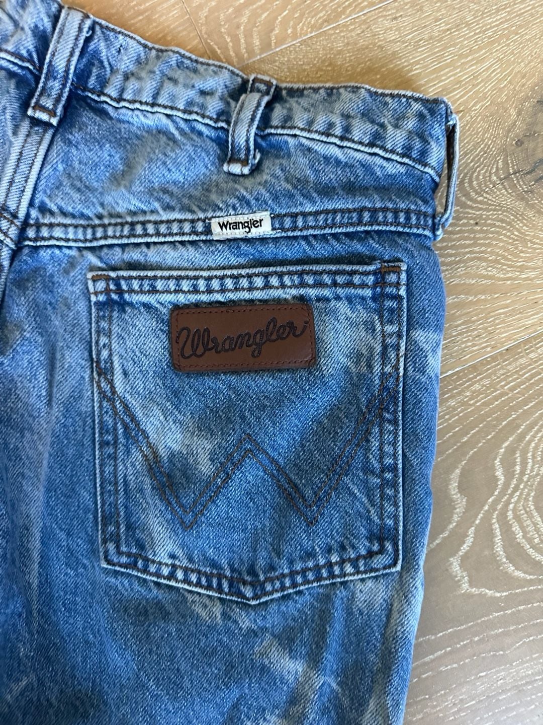 Wrangler Straight Jeans 29x30 Blue Denim Bleach Dyed 4