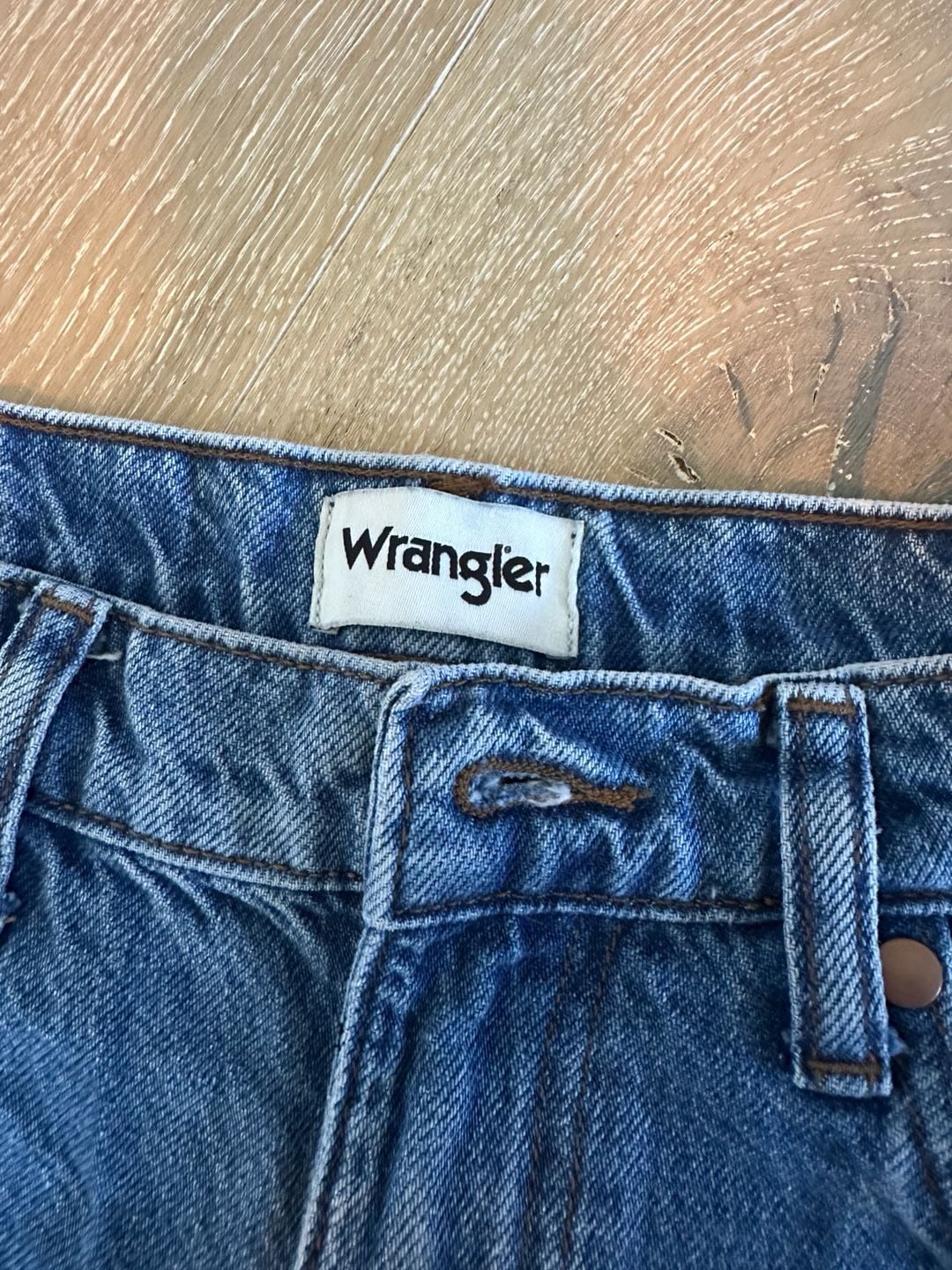 Wrangler Straight Jeans 29x30 Blue Denim Bleach Dyed 5